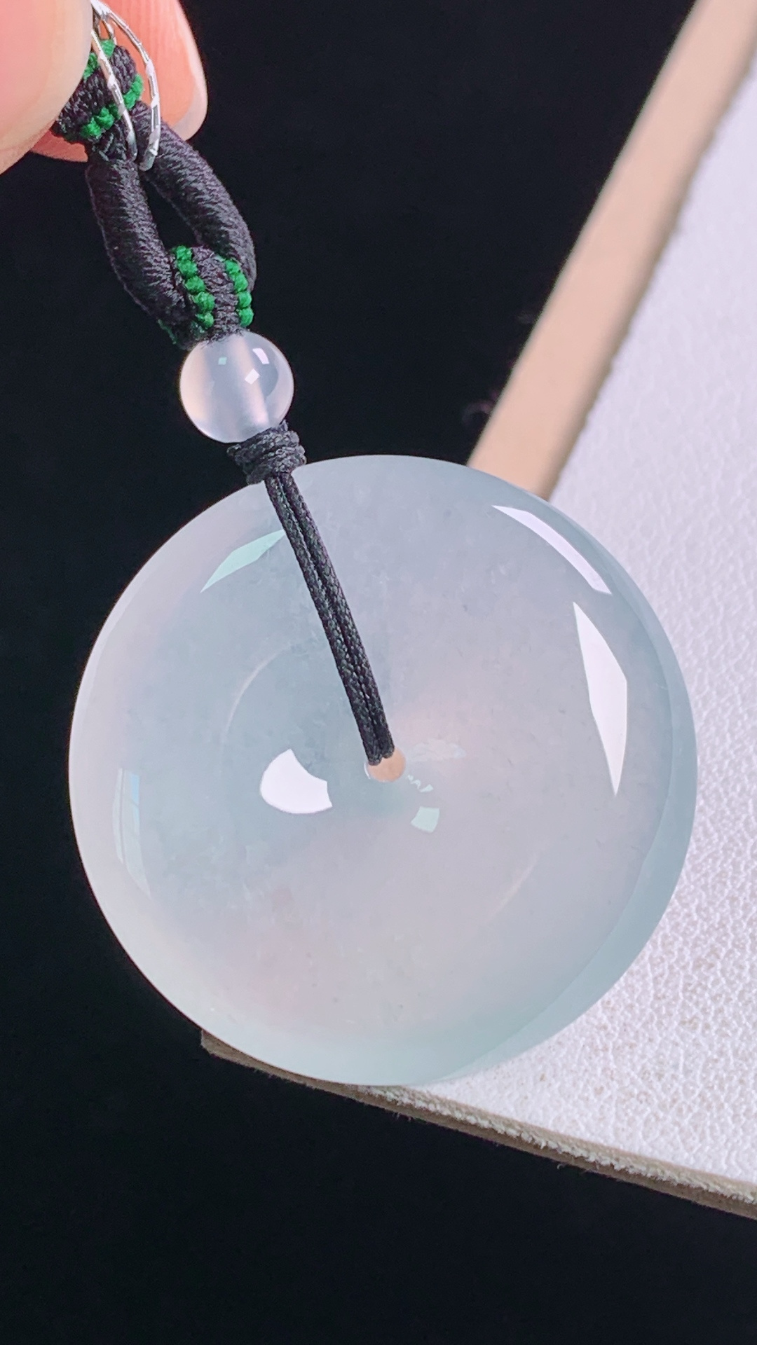 高冰平安扣,种水，冰透起光，无裂,尺寸:27.5-6.5mm