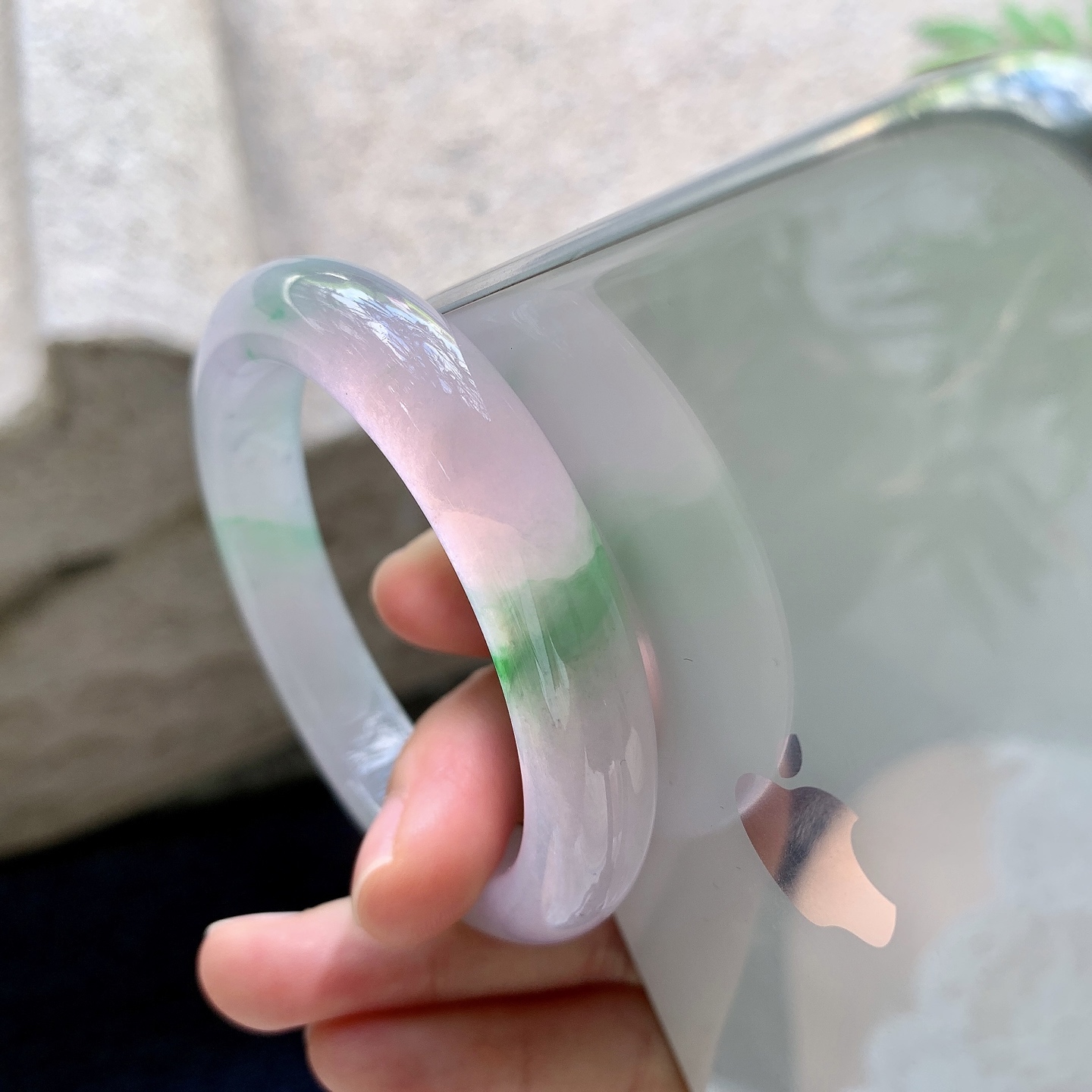 正圈49 50，圈口50.6/10.6/8，编码G9082229，描述：春彩，水润，种老，细腻，有纹线