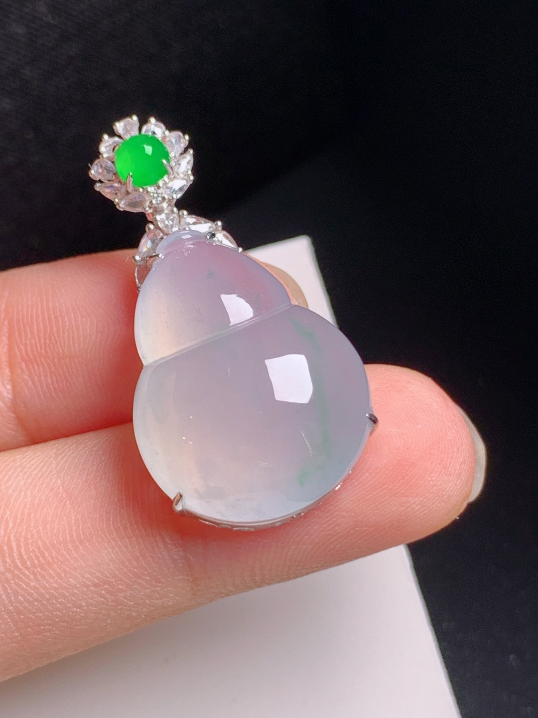 高冰葫芦吊坠，清透起光，花色灵动，福禄双全