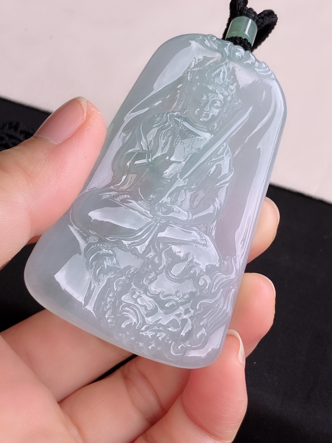 冰透文殊菩萨，晶莹剔透，尺寸68.8/43/6/自然光实拍
