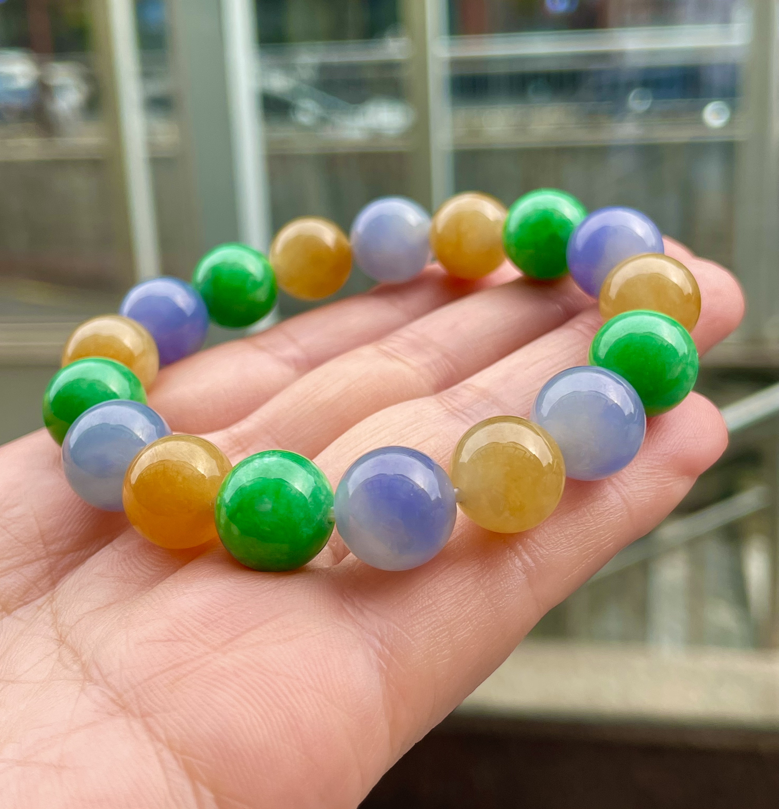 【冰种多宝手串】晶莹多彩的糖果串，多宝手串，颜色丰富，更重要的是种水都很好，性价比很不错，直径11.8