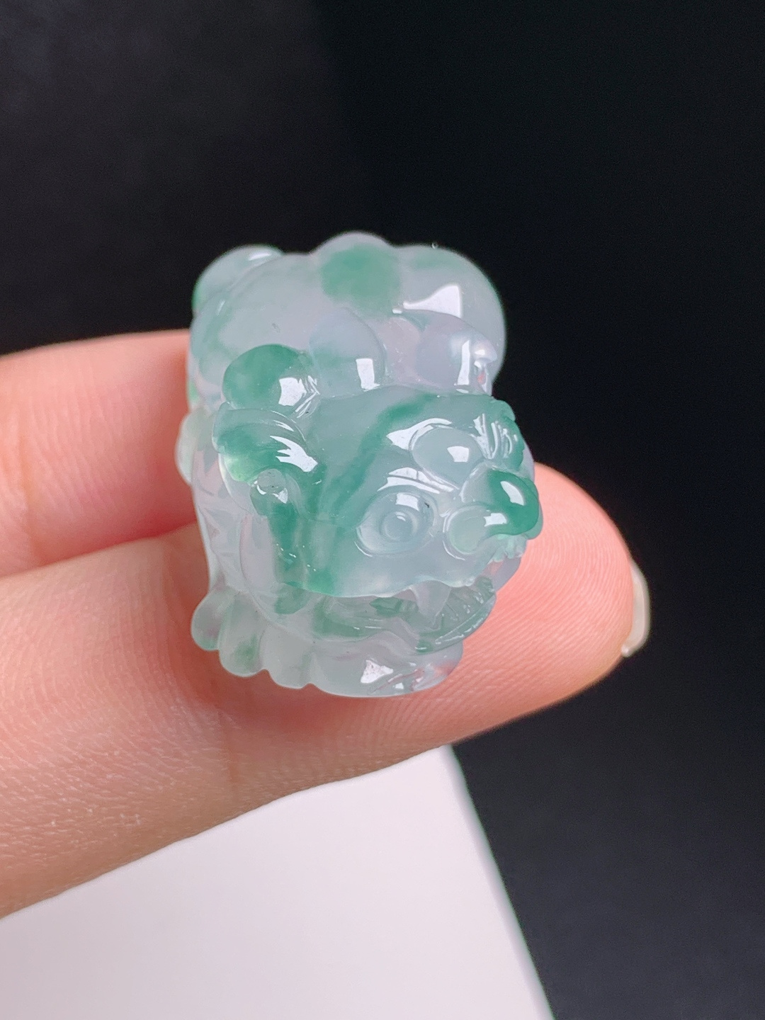 冰飘花貔貅，种水清亮，线条灵动，招财纳福，裸石27.6-15.8-12.3，3102