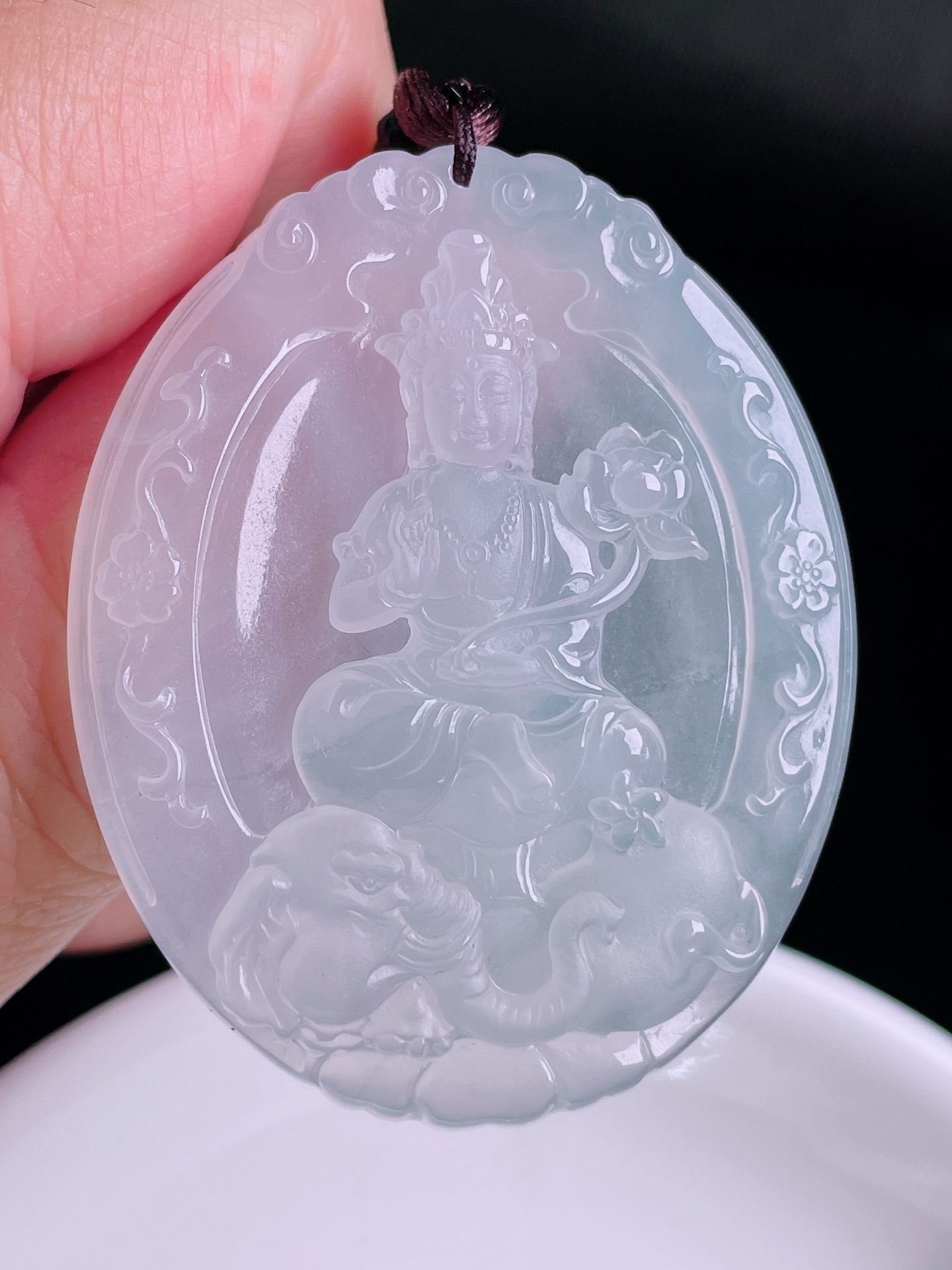 ️给你普贤菩萨，老种起光，细底通透，尺寸：49/39.5/6mm0822