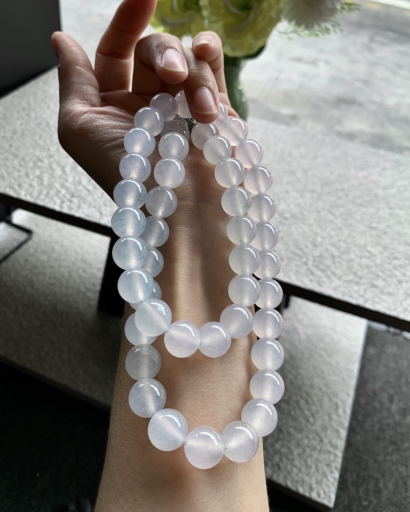 ️ 【冰种珠链】尺寸：12.4/12，46颗 玉蕴清辉，温润传世