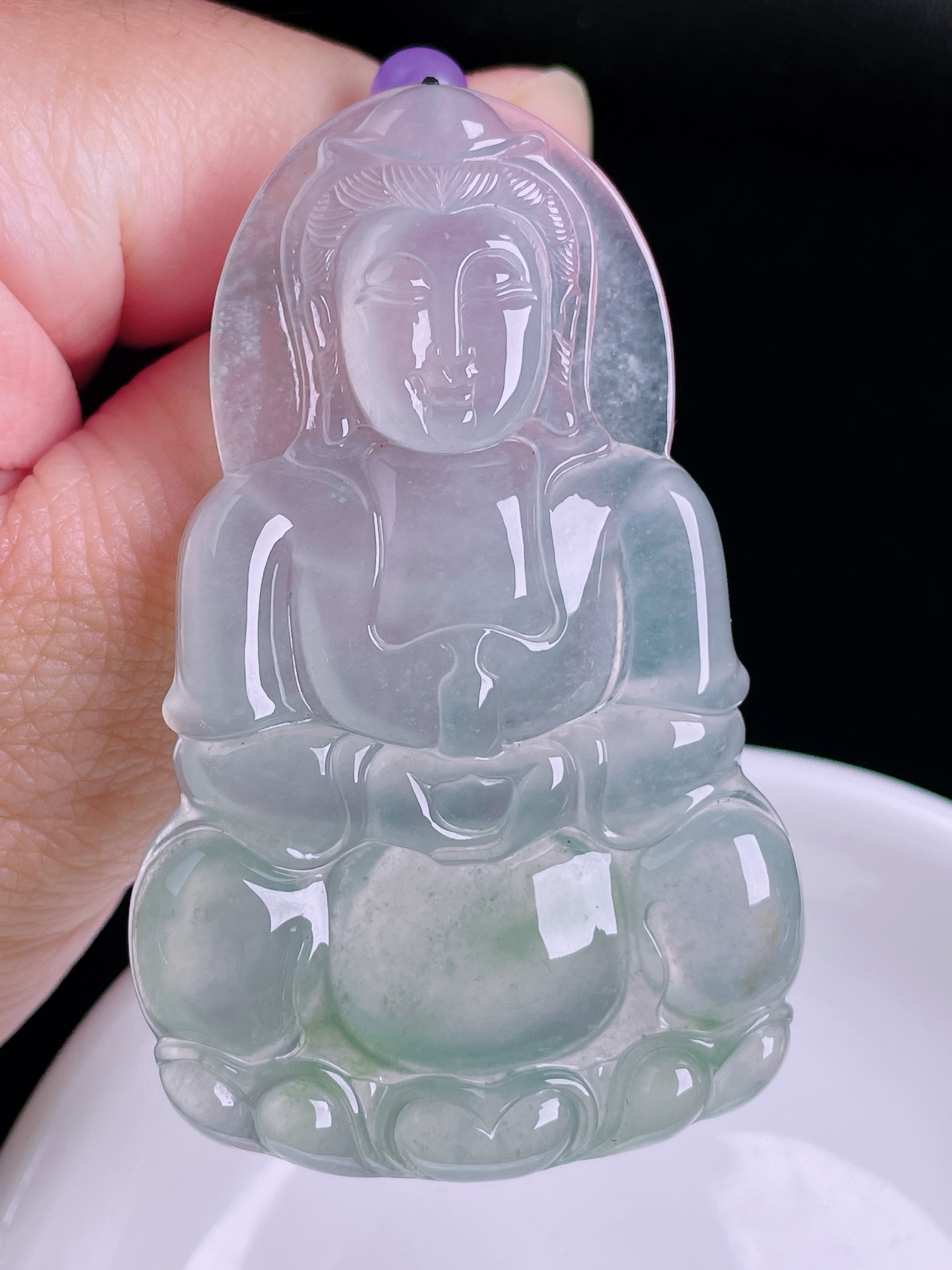 观音，老种起光，细底通透，尺寸：64/39.5/6mm0822