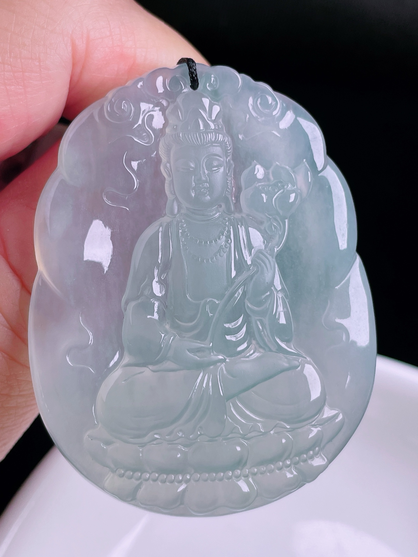 观音，老种起光，细底通透，尺寸：54.3/43.4/6mm0822