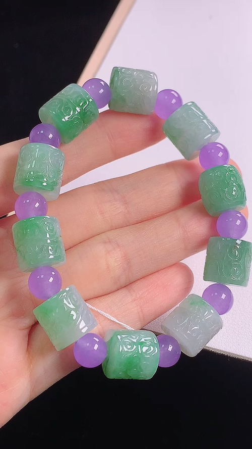 冰飘花路路通手链，尺寸:12.0-11.6mm 17