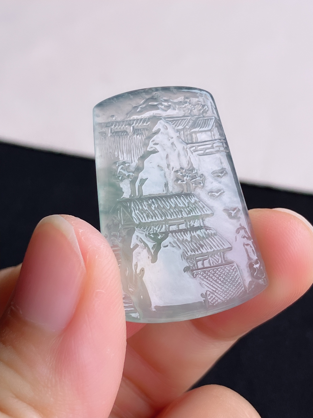 冰透山水牌，晶莹剔透，意境美，尺寸32.5/23/4/自然光实拍