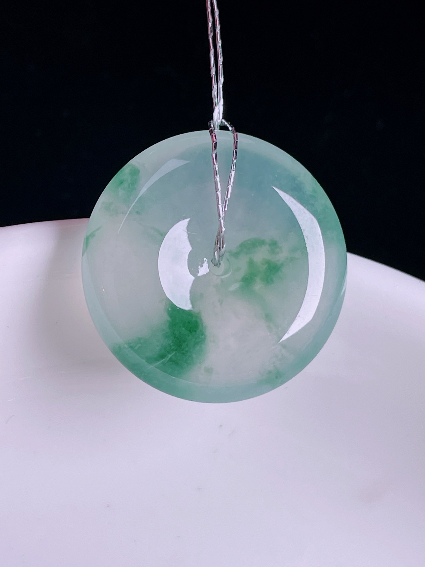飘花平安扣，老种起光，细底通透，尺寸：22/5.6mm0822
