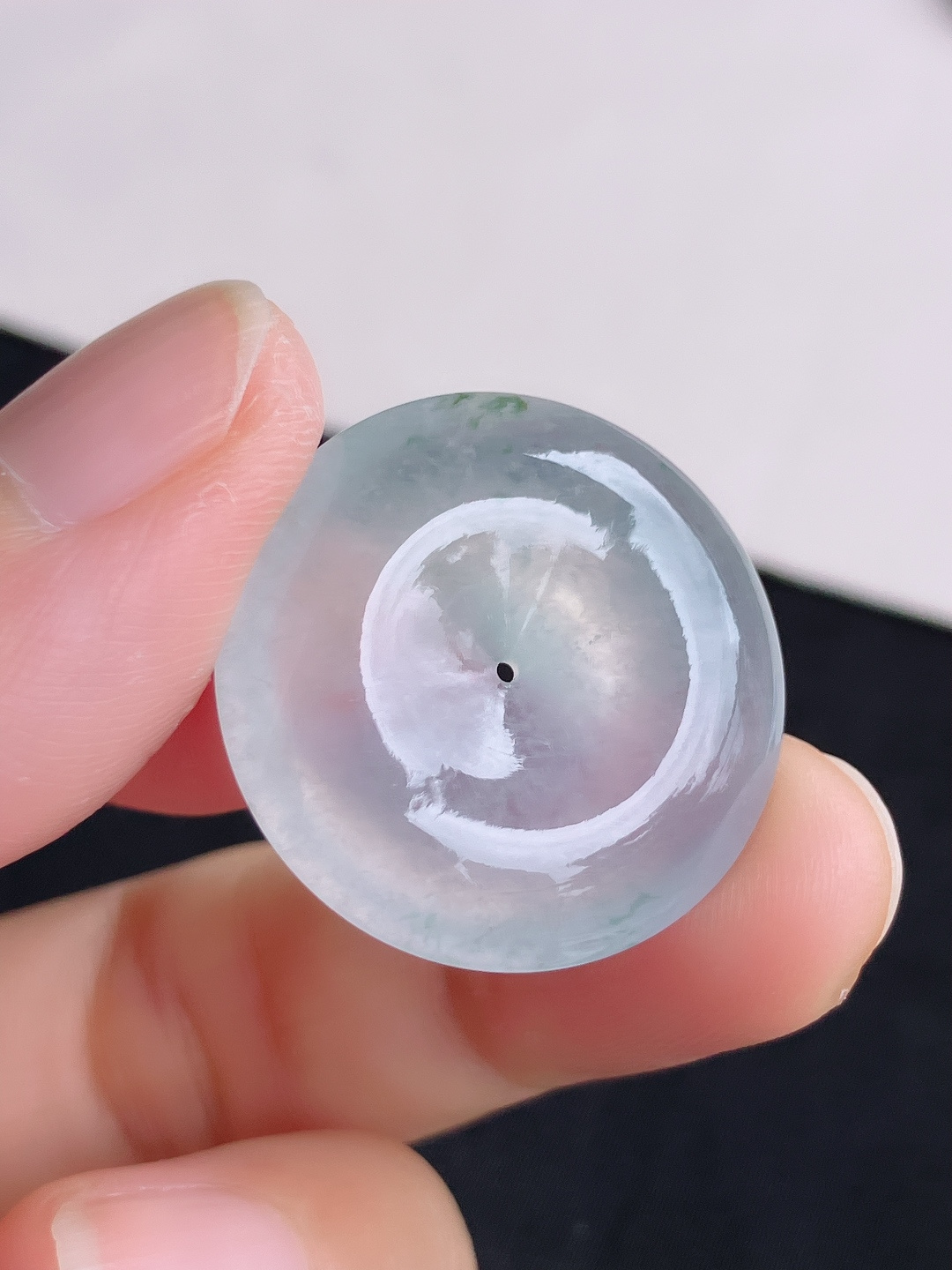 白冰平安扣，晶莹剔透，尺寸25.5/6/自然光实拍