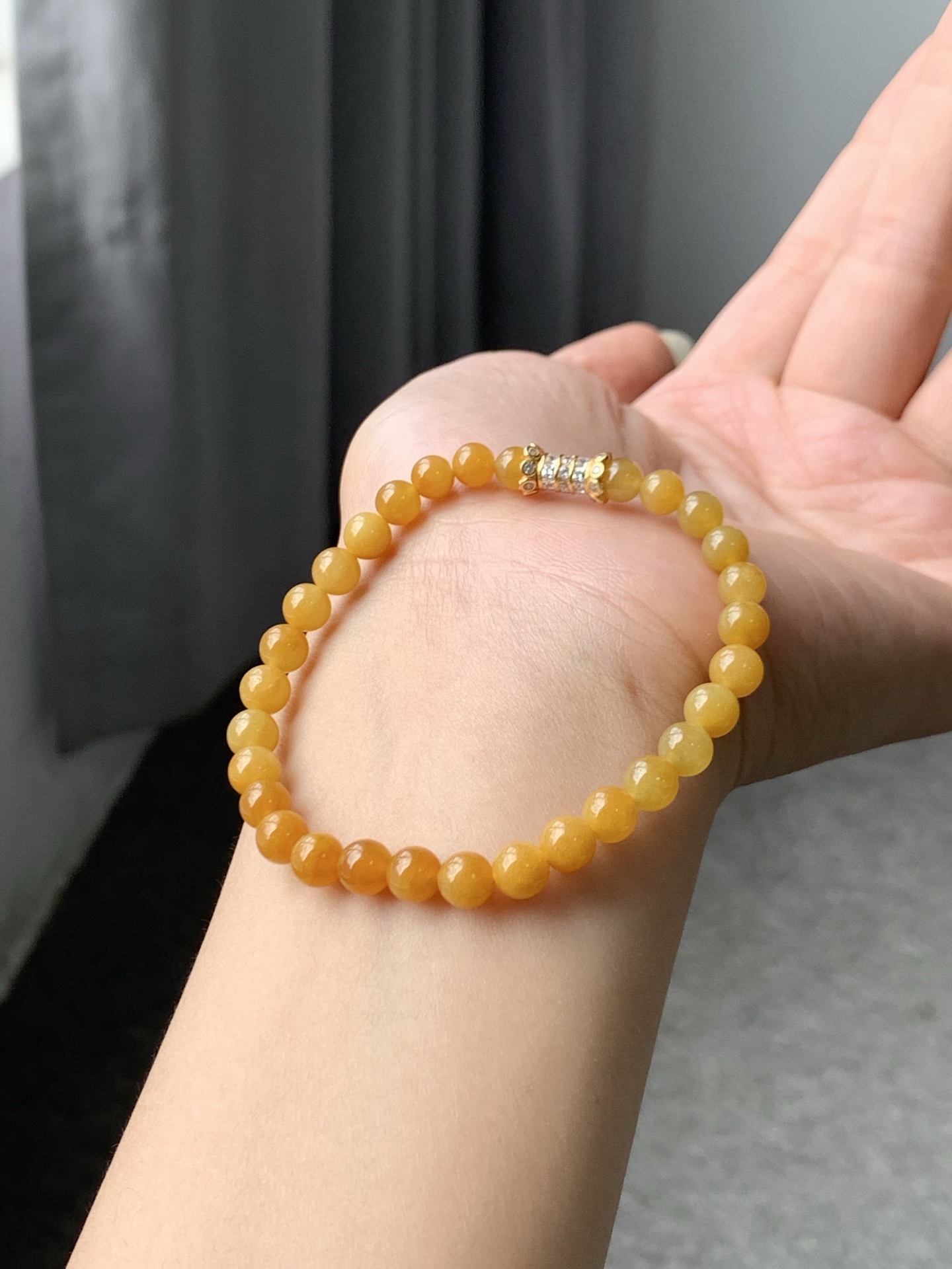 冰黄翡手串 色泽亮丽 胶润细腻 尺寸5+ 颗数30【LJJ-WLZS0822】