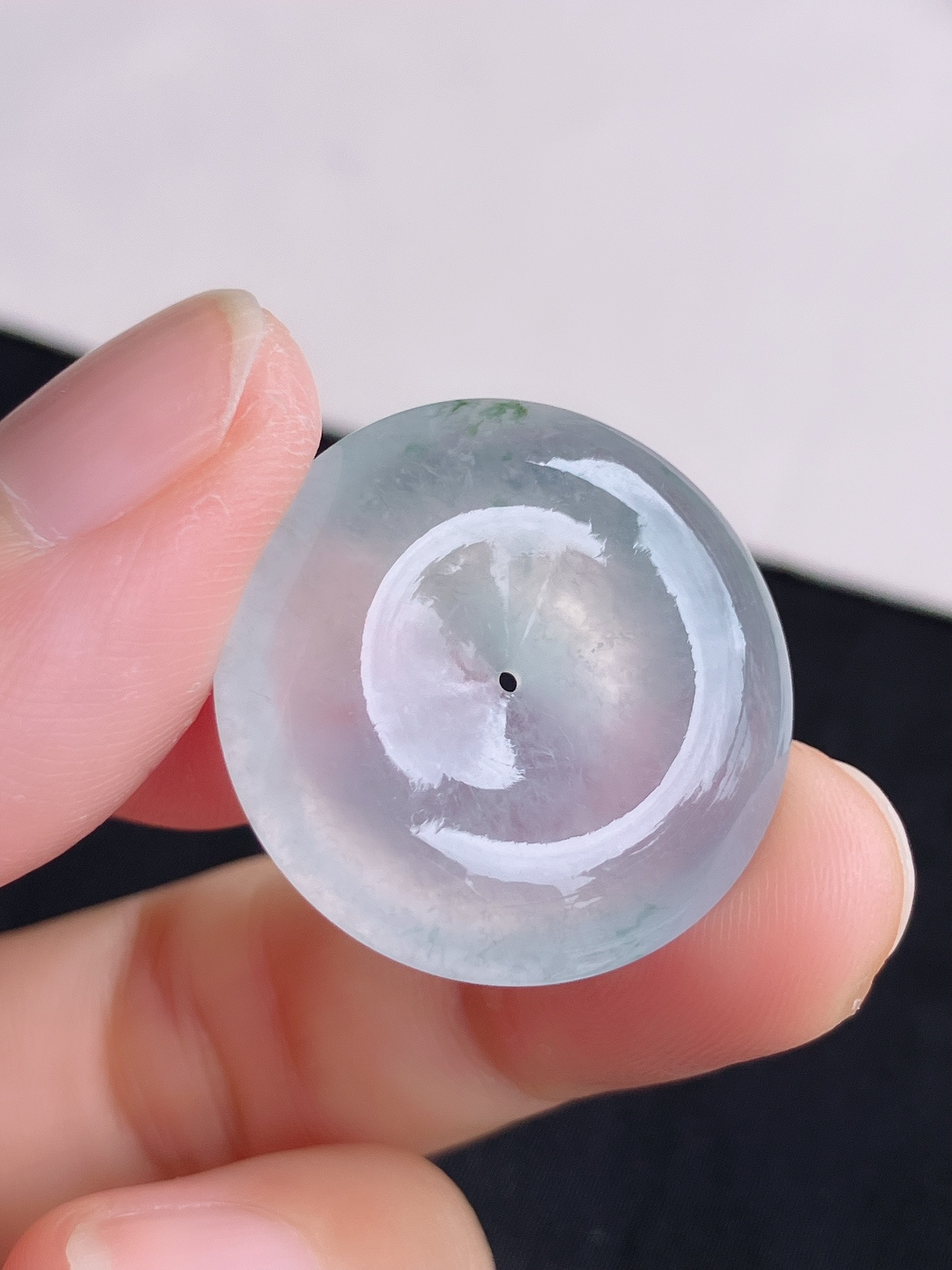 白冰平安扣，晶莹剔透，尺寸25.5/6/自然光实拍