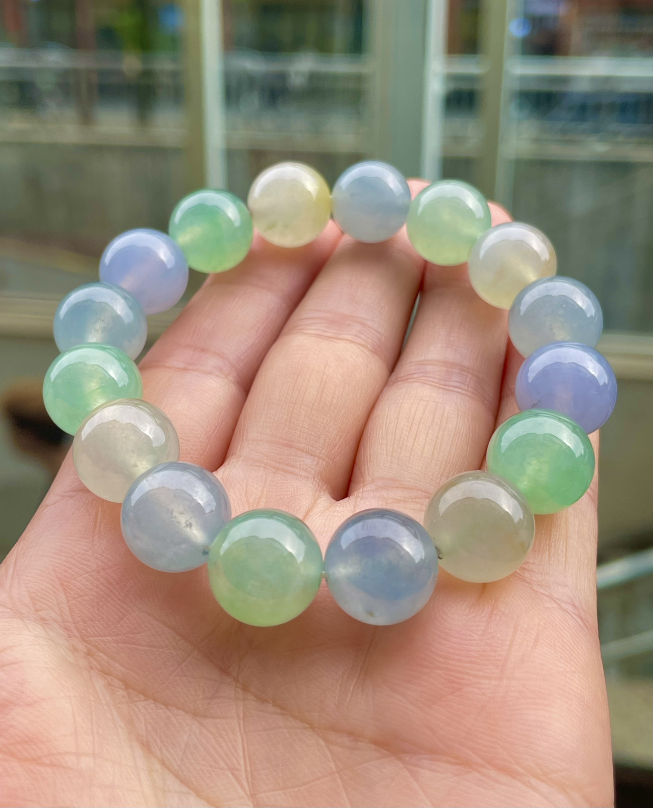 【冰种多宝手串】晶莹多彩的糖果串，多宝手串，颜色丰富，更重要的是种水都很好，性价比很不错，直径12.5