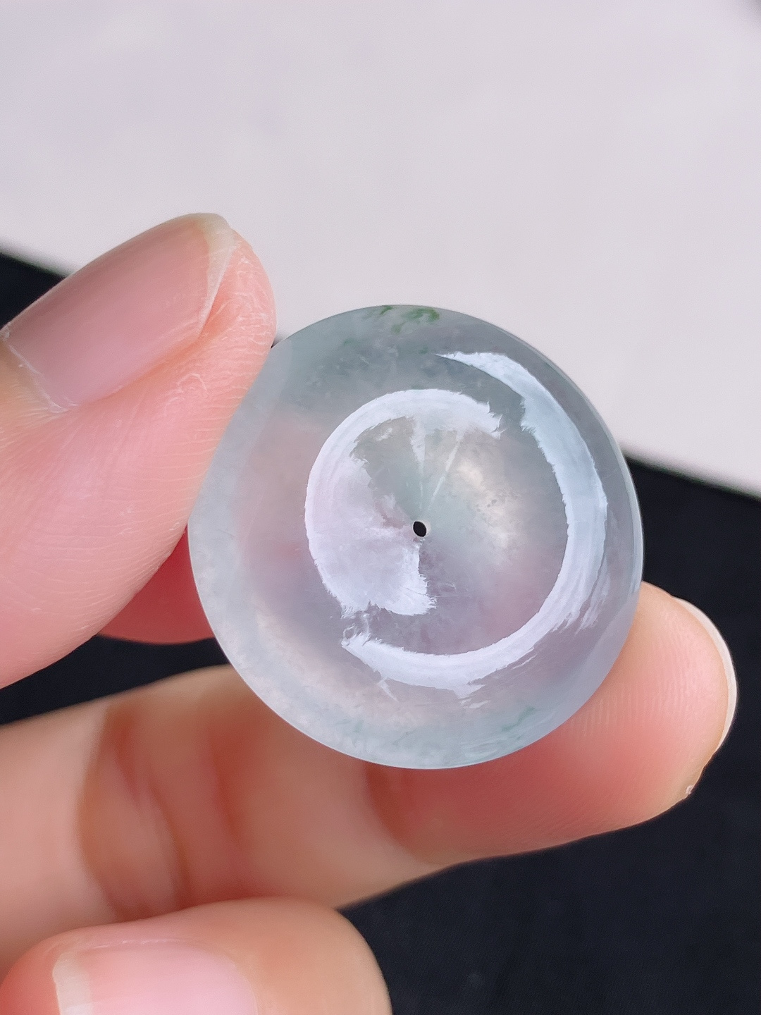 白冰平安扣，晶莹剔透，尺寸25.5/6/自然光实拍