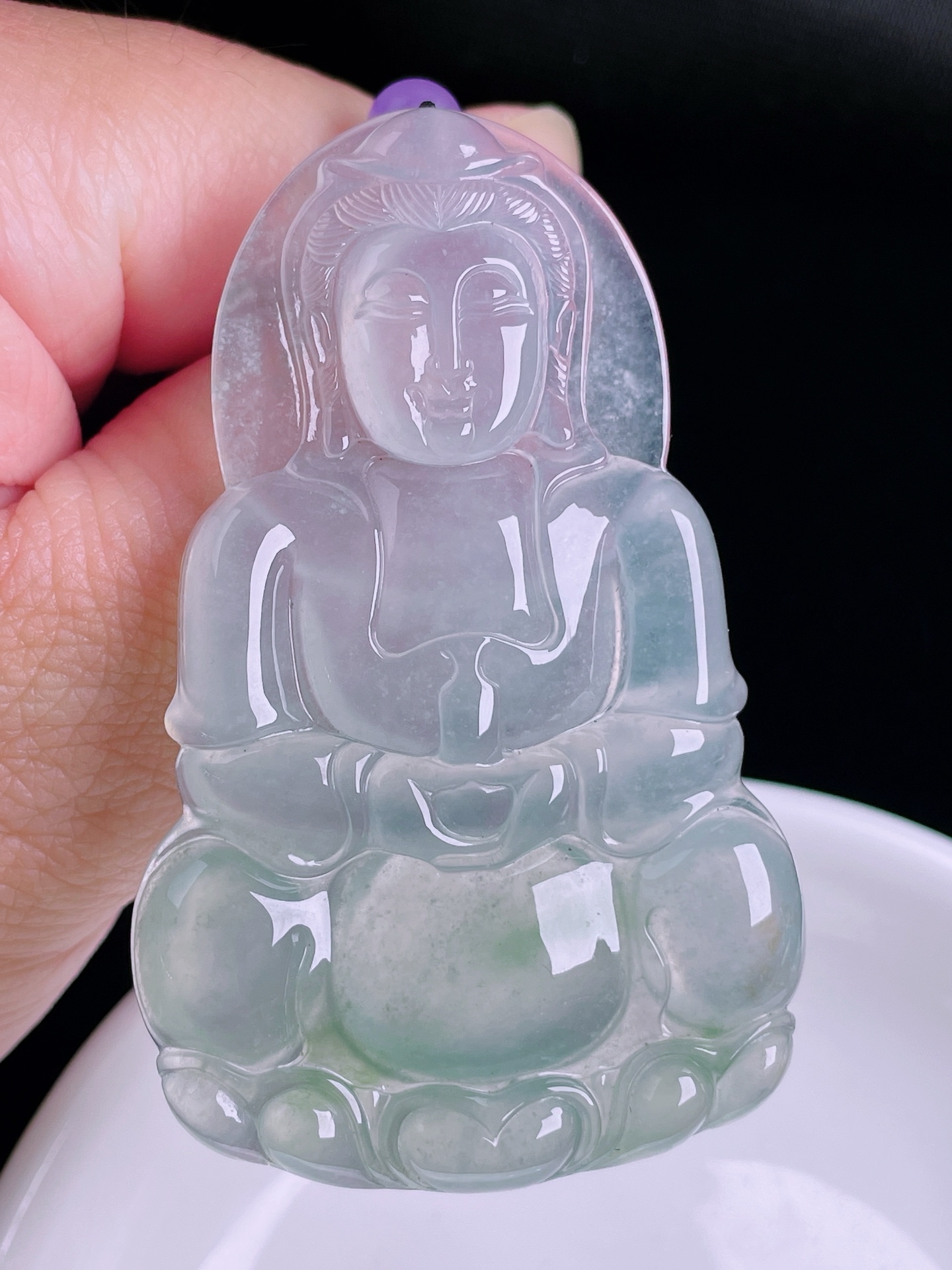 观音，老种起光，细底通透，尺寸：64/39.5/6mm0822