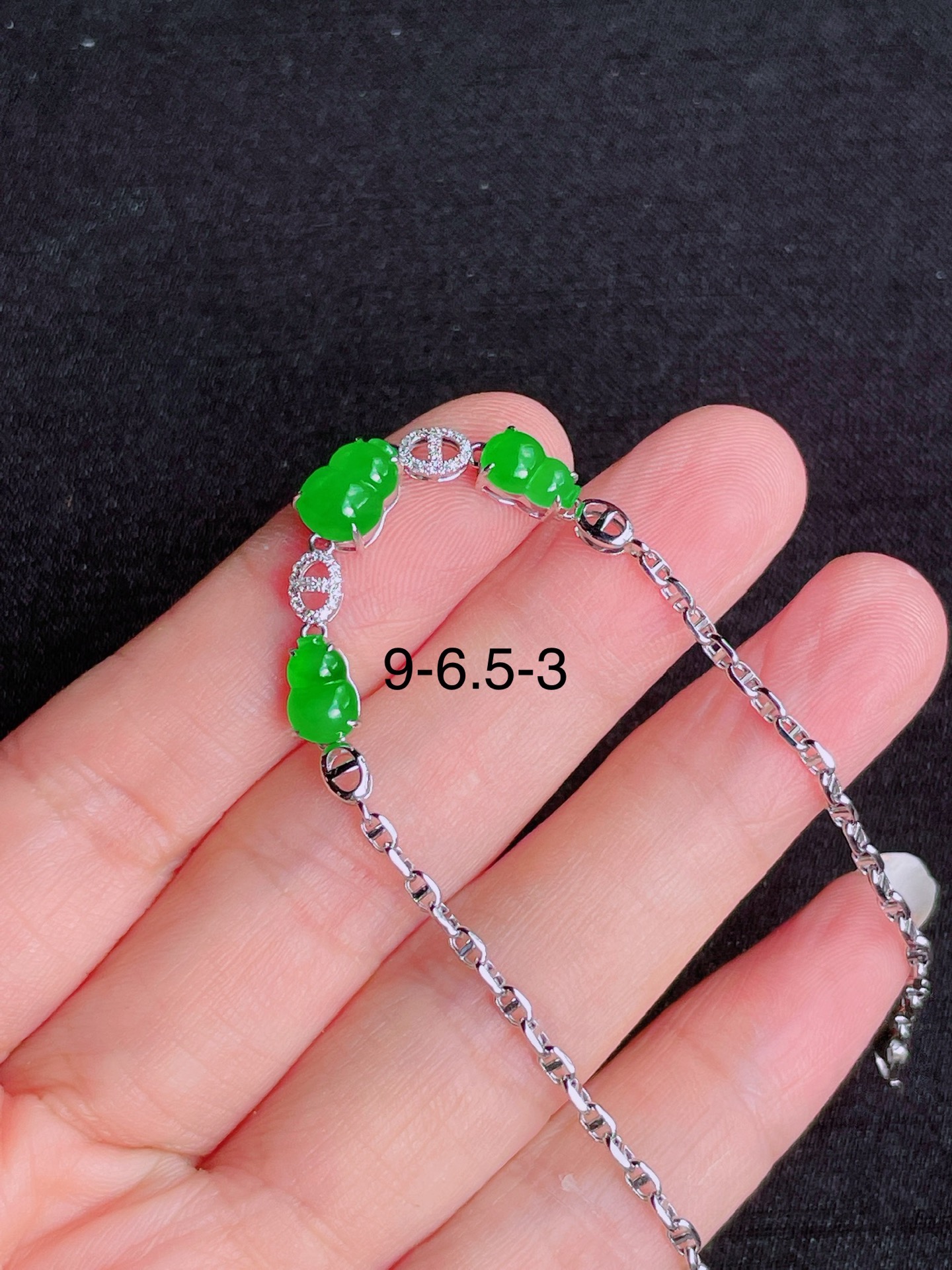 高冰绿葫芦手链，晶莹剔透，新颖时尚，品相，9-6.5-3