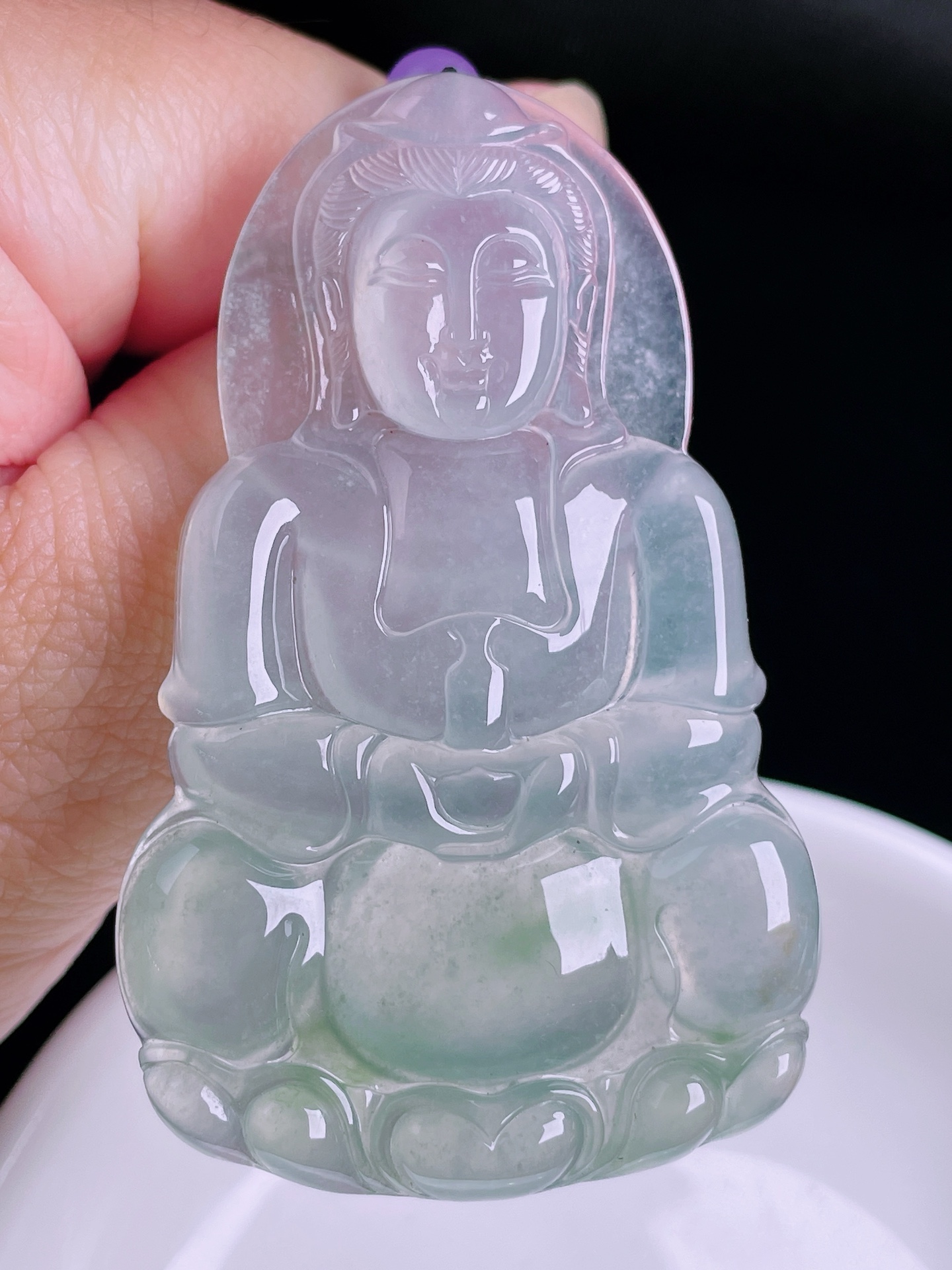 观音，老种起光，细底通透，尺寸：64/39.5/6mm0822