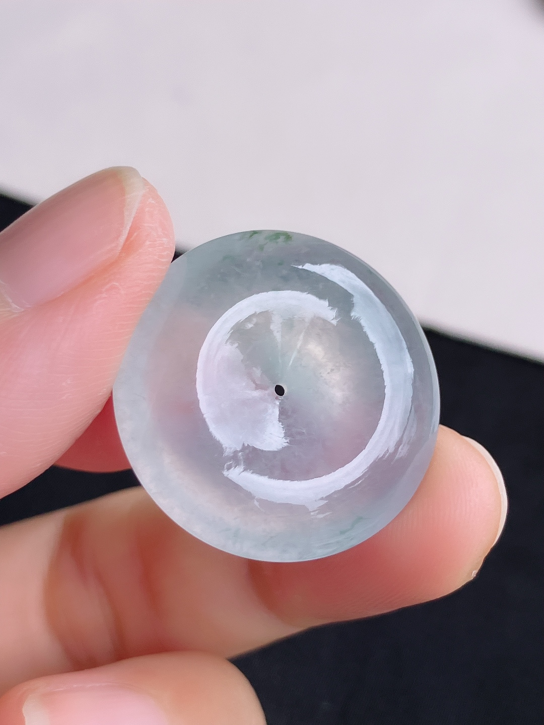 白冰平安扣，晶莹剔透，尺寸25.5/6/自然光实拍