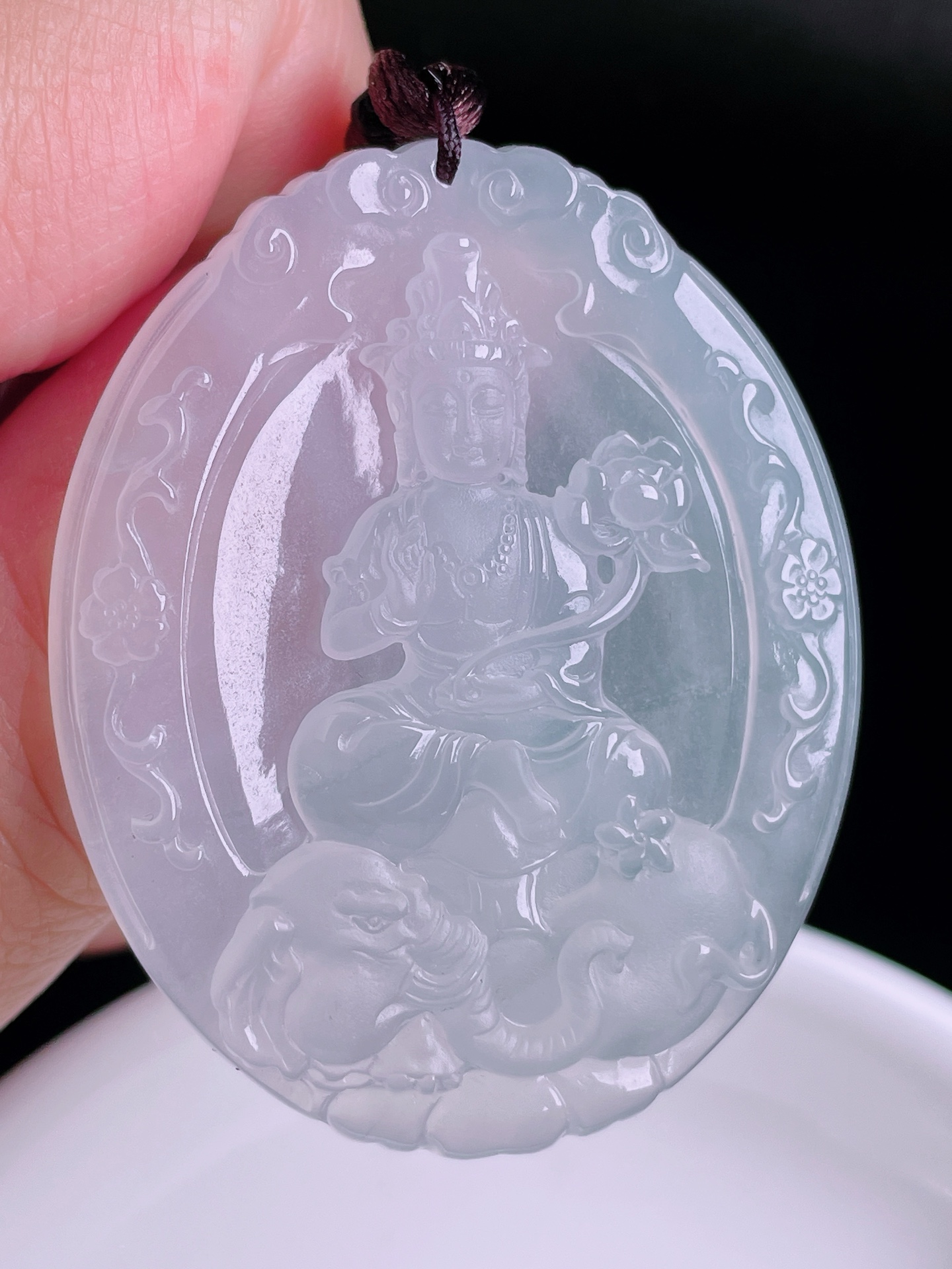 ️给你普贤菩萨，老种起光，细底通透，尺寸：49/39.5/6mm0822