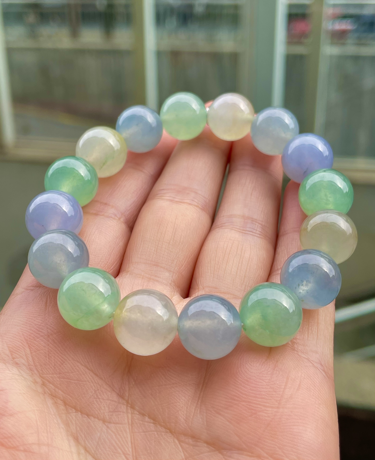 【冰种多宝手串】晶莹多彩的糖果串，多宝手串，颜色丰富，更重要的是种水都很好，性价比很不错，直径12.5