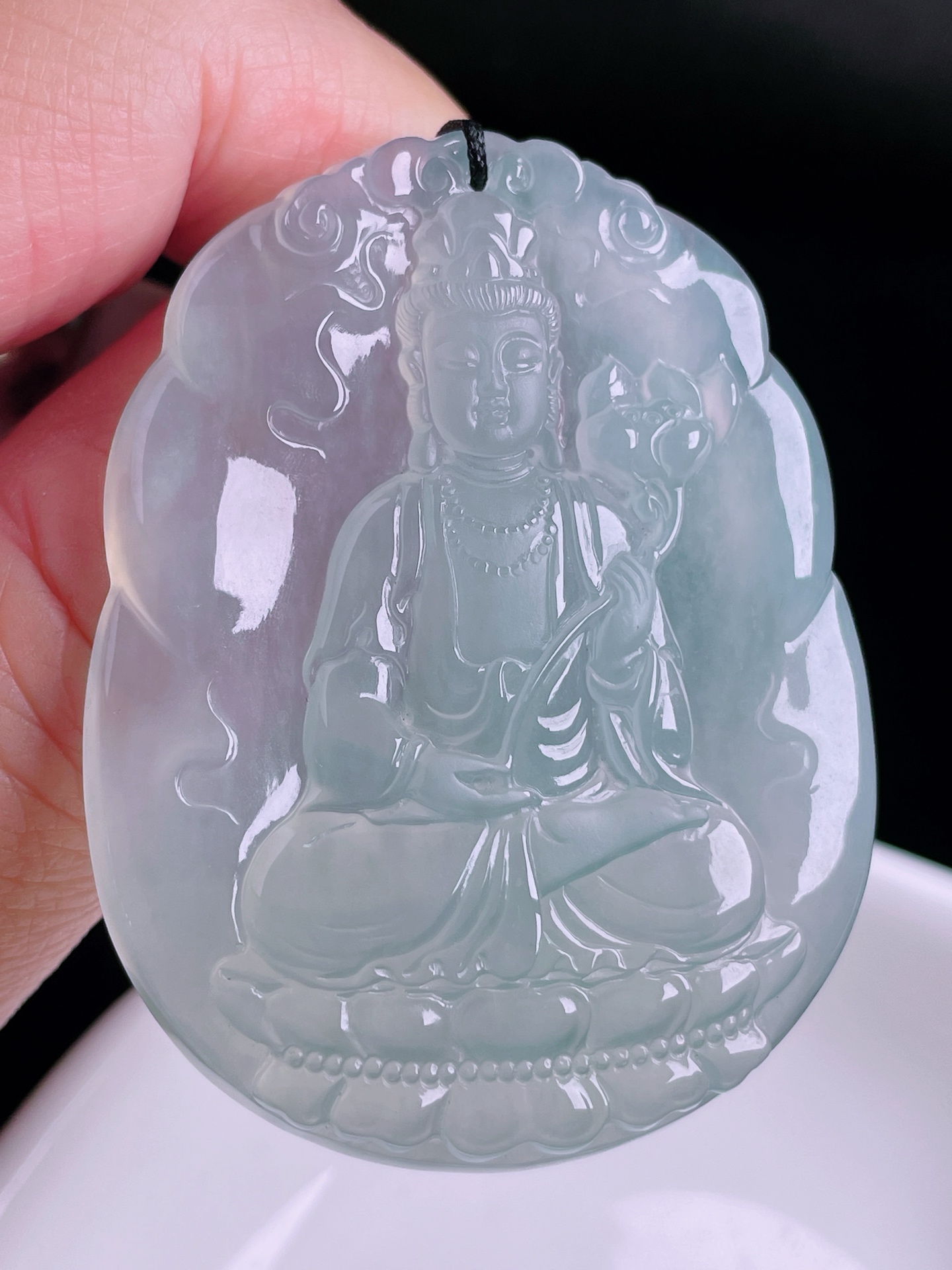 观音，老种起光，细底通透，尺寸：54.3/43.4/6mm0822