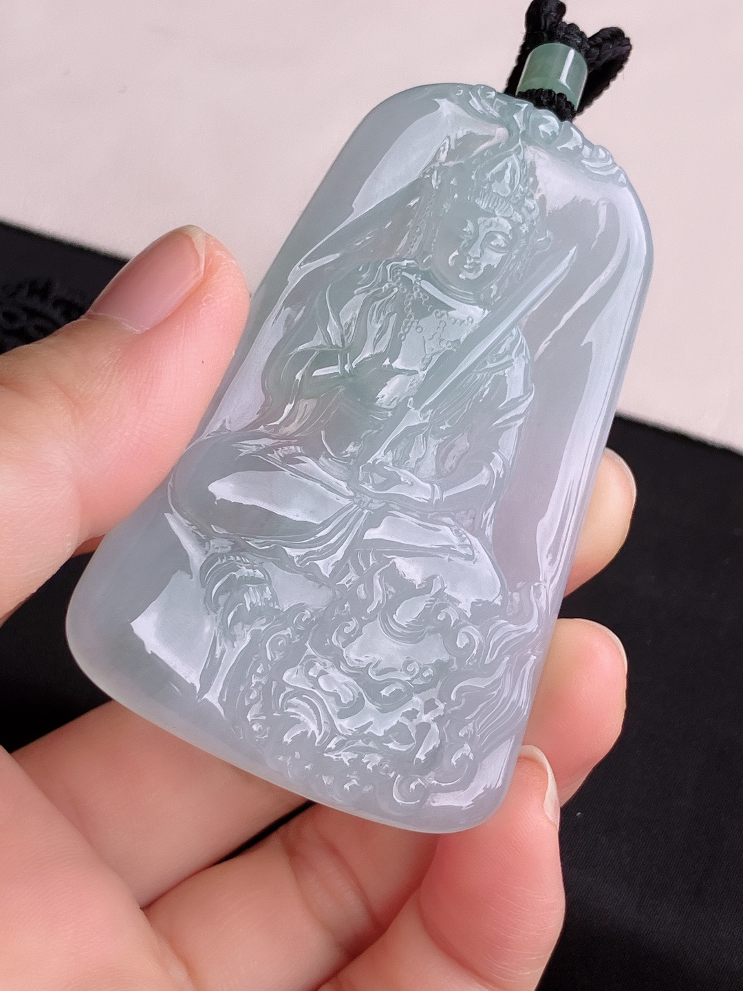 冰透文殊菩萨，晶莹剔透，尺寸68.8/43/6/自然光实拍