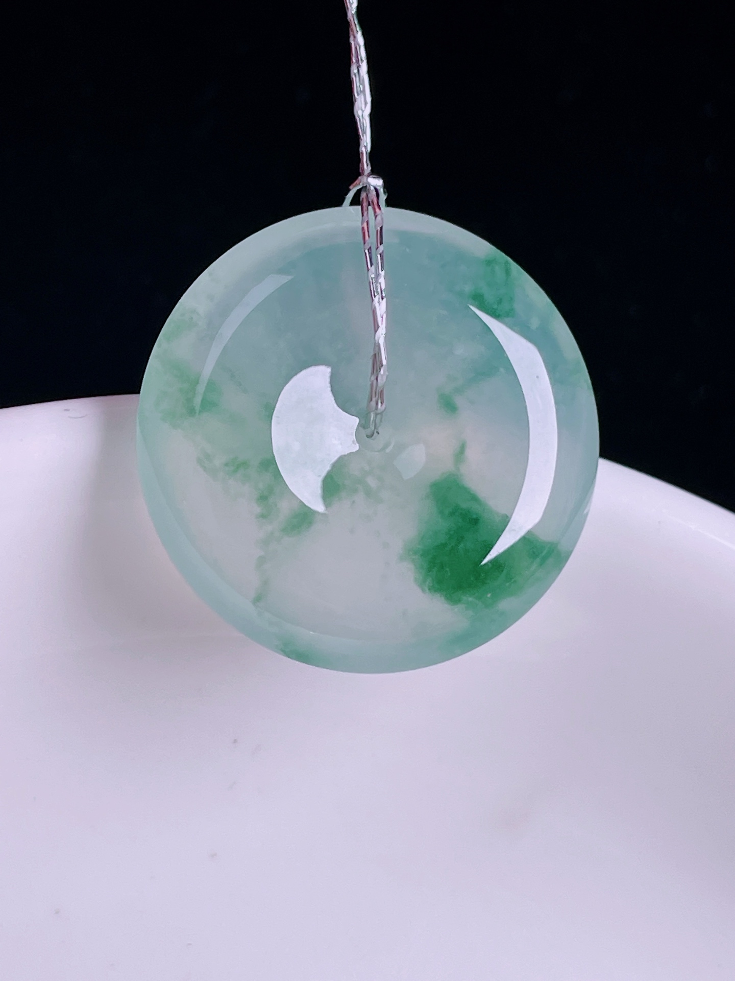 飘花平安扣，老种起光，细底通透，尺寸：22/5.6mm0822