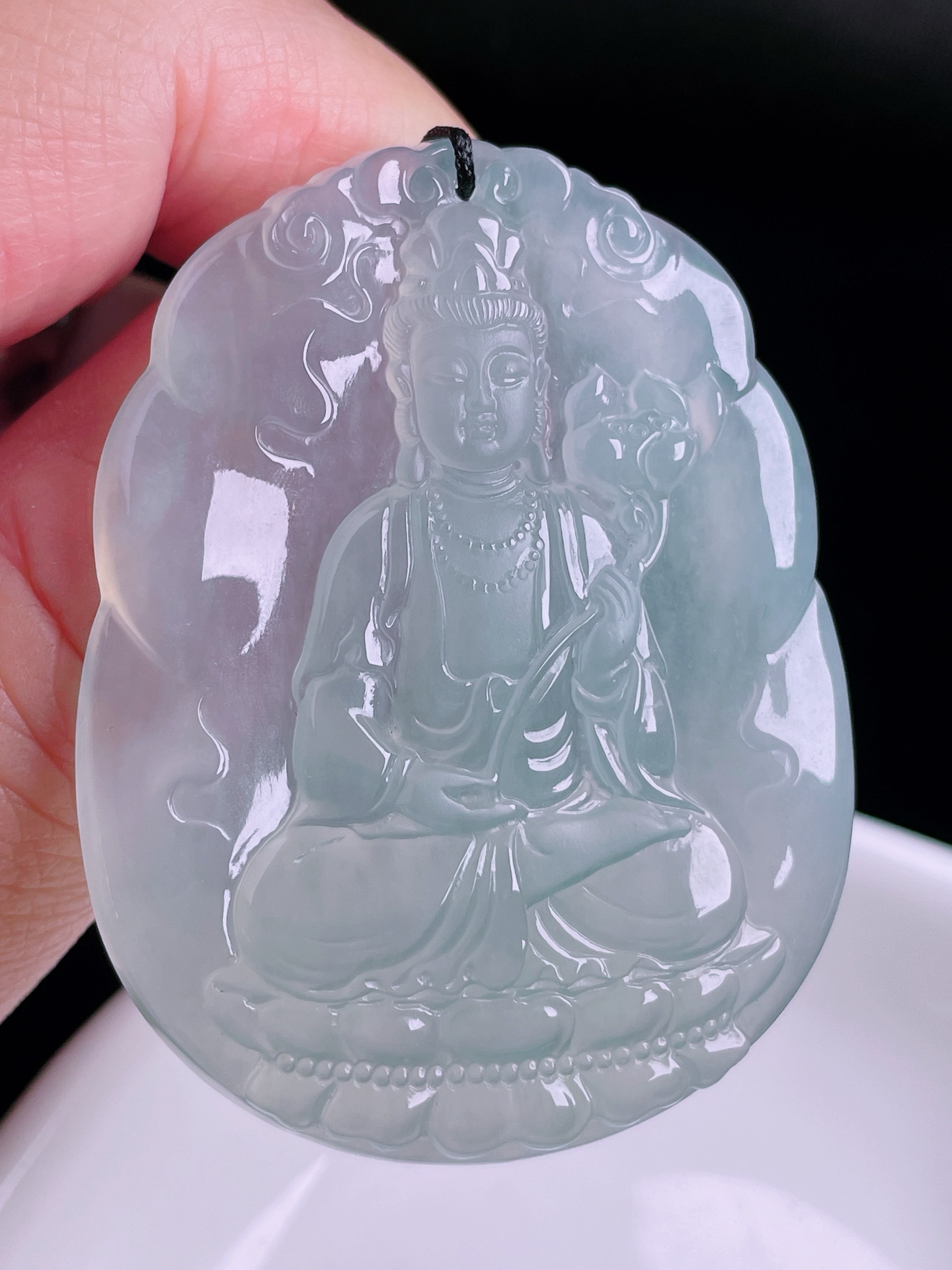 观音，老种起光，细底通透，尺寸：54.3/43.4/6mm0822