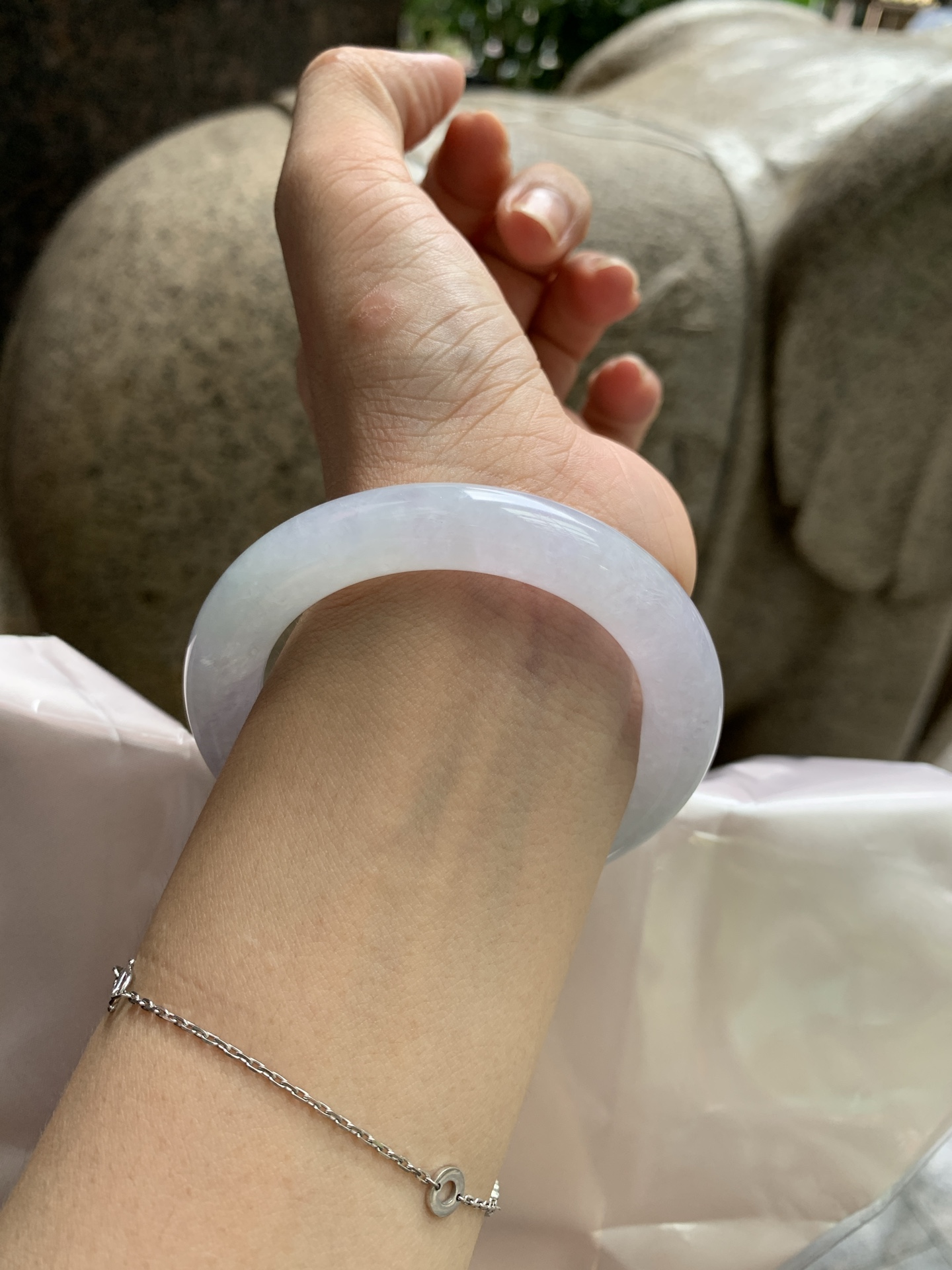 淡春彩圆条,0822-N1377,打灯多处细纹