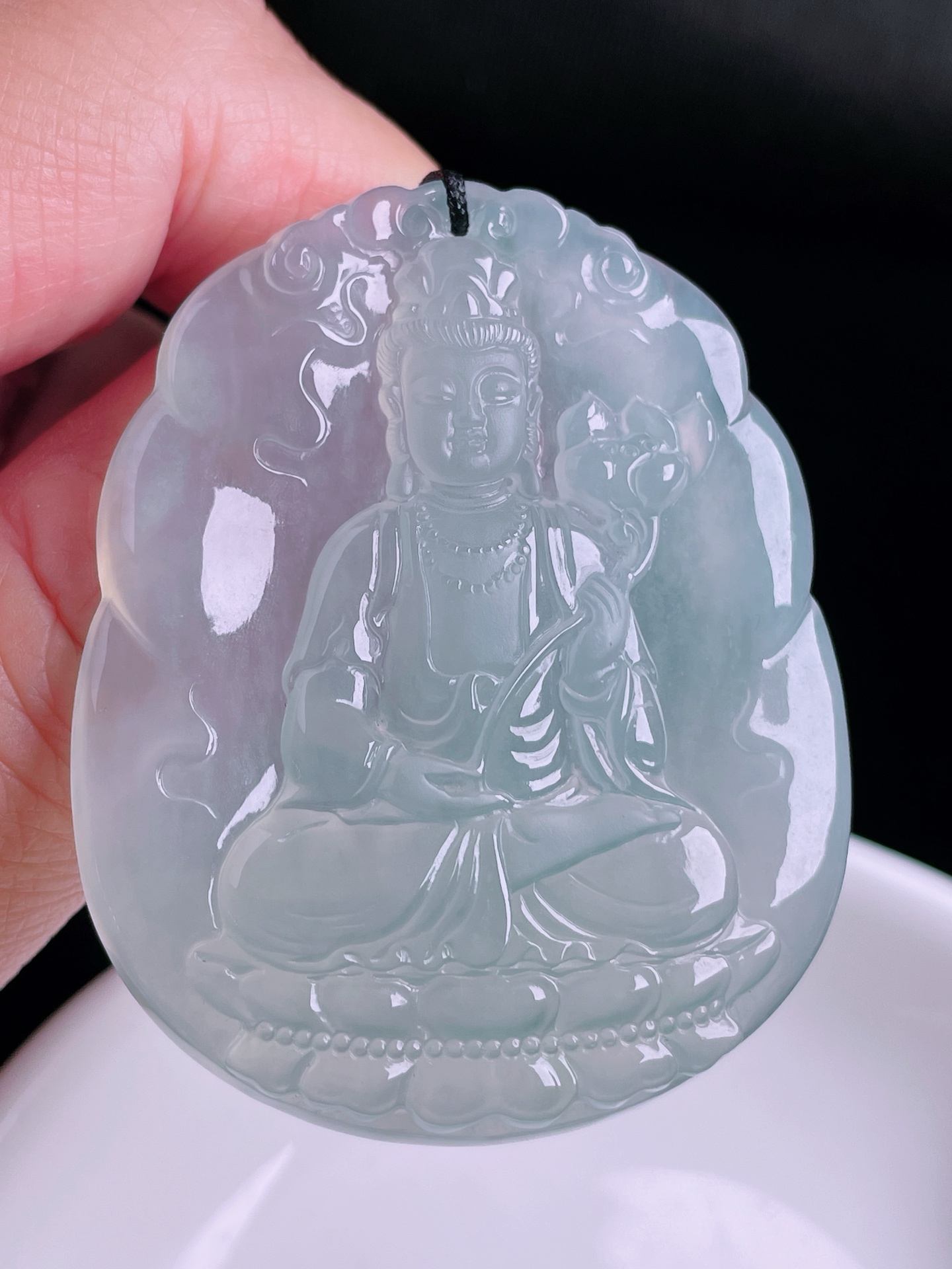 观音，老种起光，细底通透，尺寸：54.3/43.4/6mm0822