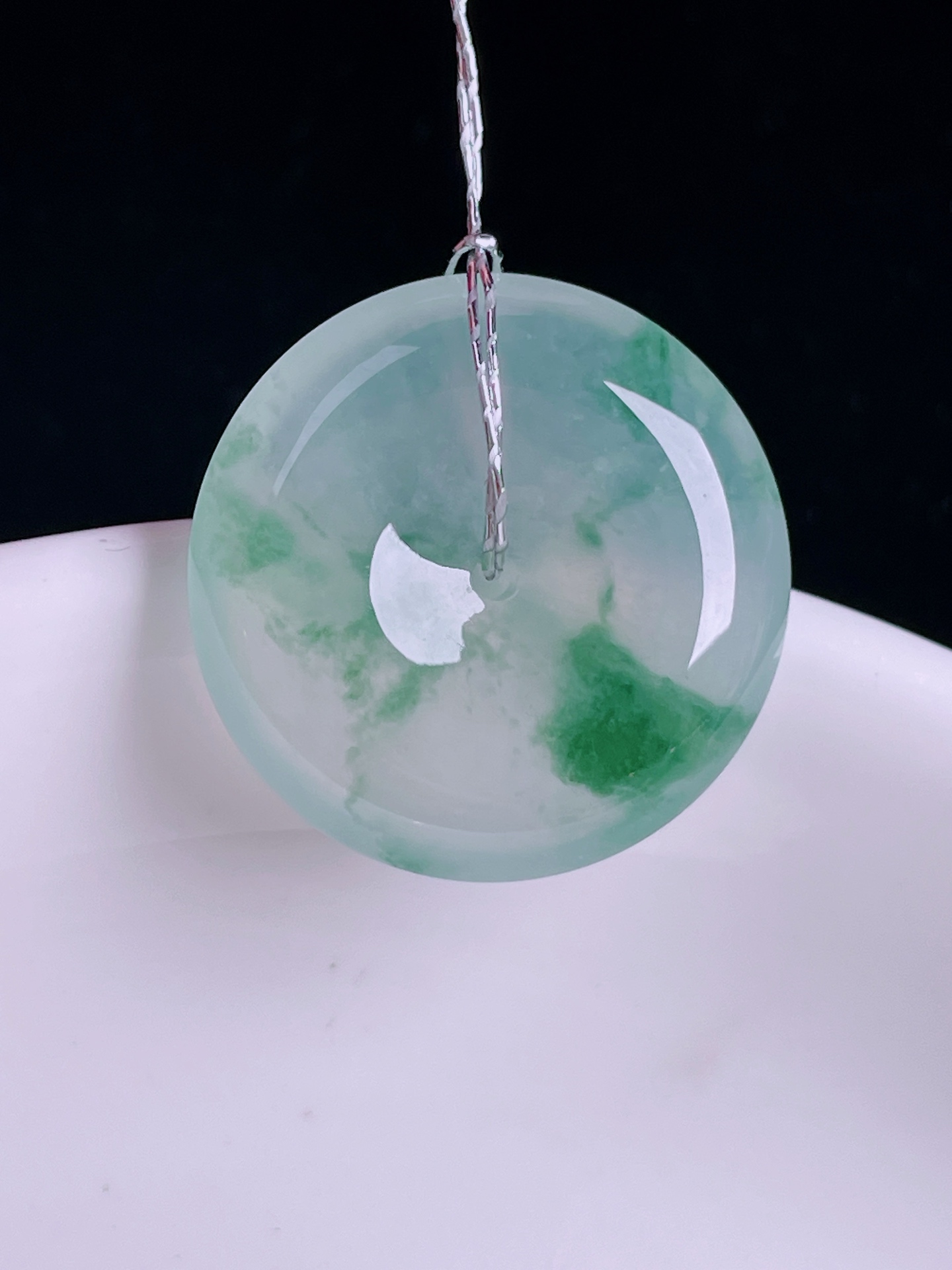飘花平安扣，老种起光，细底通透，尺寸：22/5.6mm0822