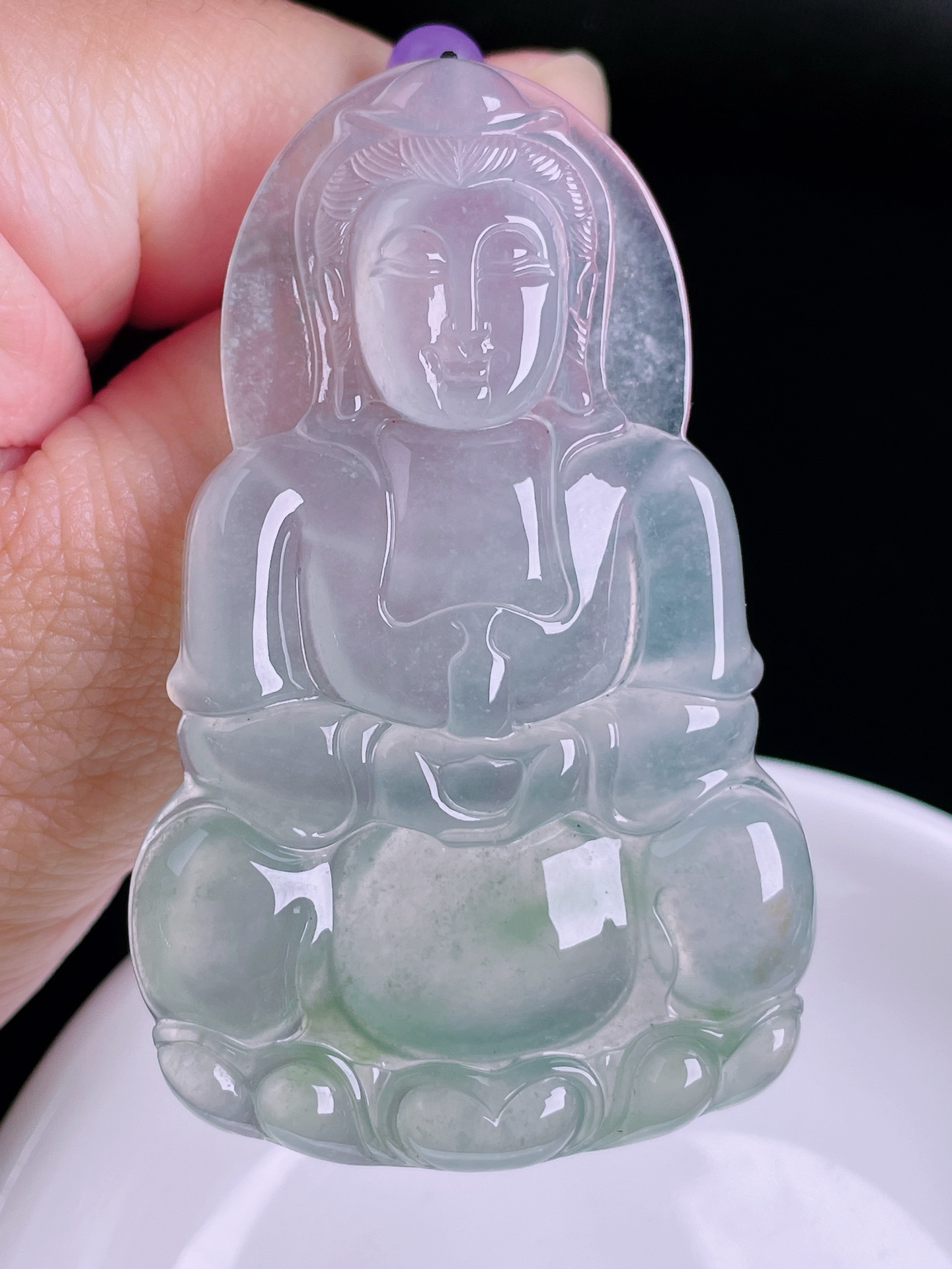 观音，老种起光，细底通透，尺寸：64/39.5/6mm0822