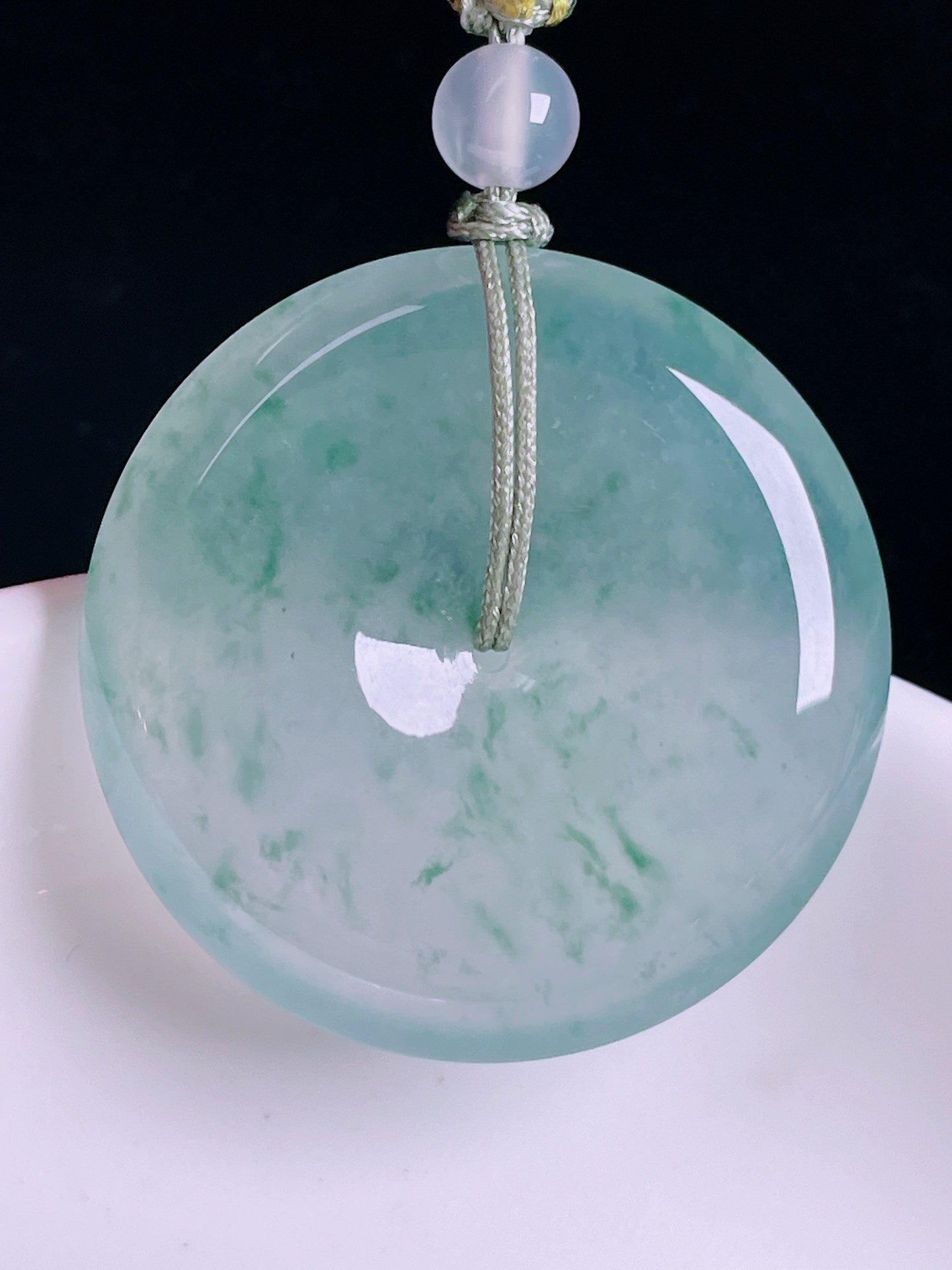 飘花平安扣，老种起光，细底通透，尺寸：35/6.3mm0822