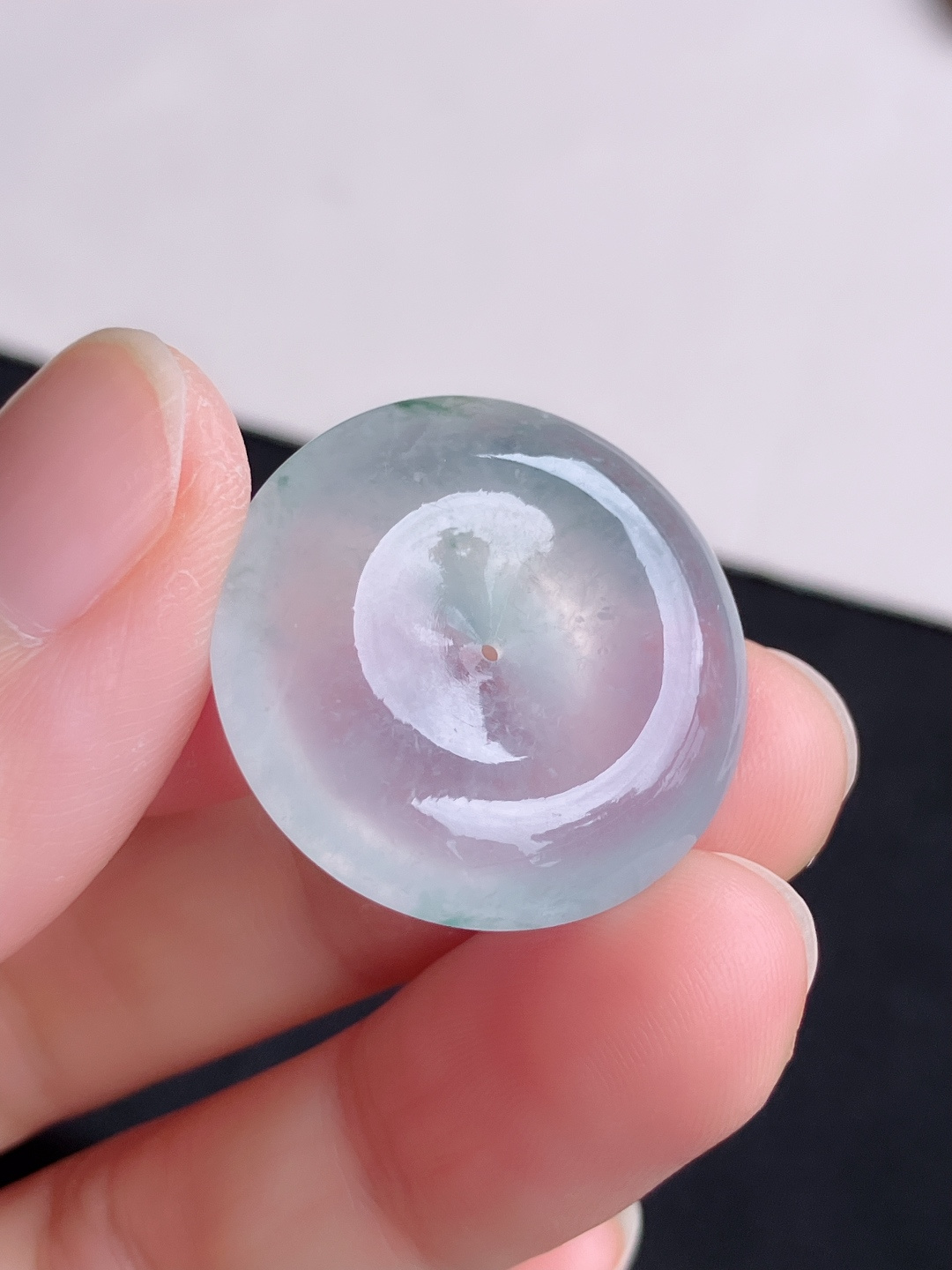 白冰平安扣，晶莹剔透，尺寸25.5/6/自然光实拍