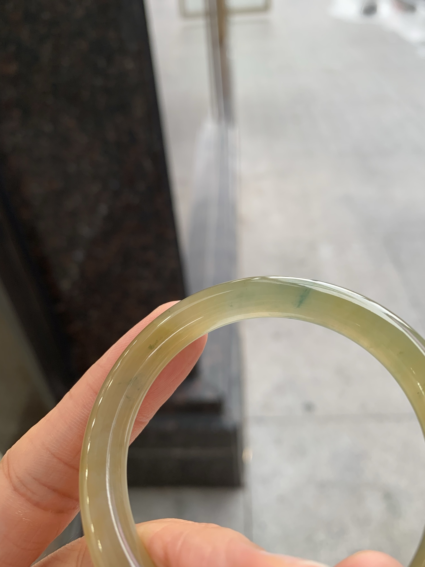 圆条冰黄翡飘花 有纹 尺寸：50/8 小圈口