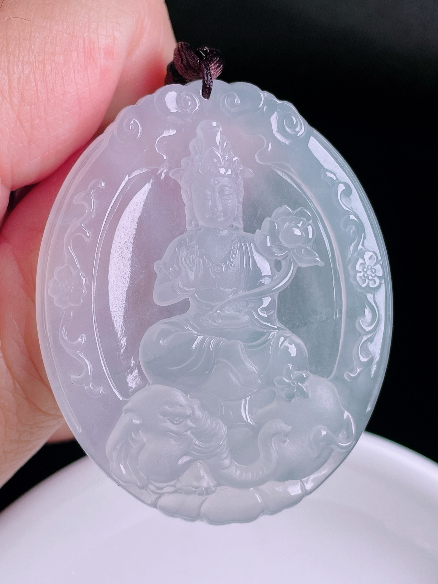 ️给你普贤菩萨，老种起光，细底通透，尺寸：49/39.5/6mm0822