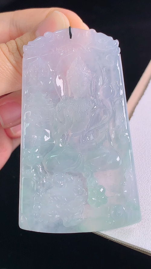冰种文殊菩萨，无裂，尺寸:70.1-41.8-5.2mm