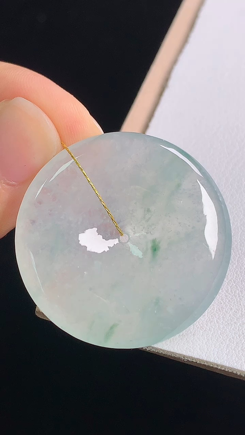 冰飘花平安扣，无裂，尺寸:34.8-5.4mm 18