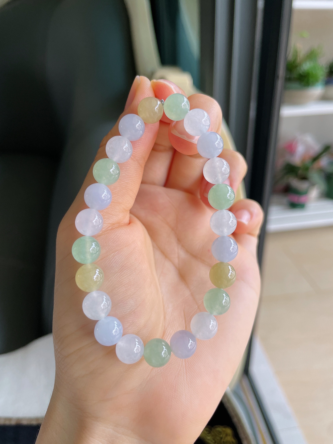 ️，缅甸天然翡翠A货，冰多宝手串，尺寸：8mm。【编4298】