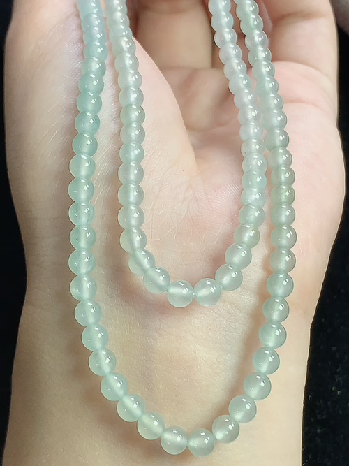 冰种玉珠项链，尺寸4.5mm，125颗，D23xtg