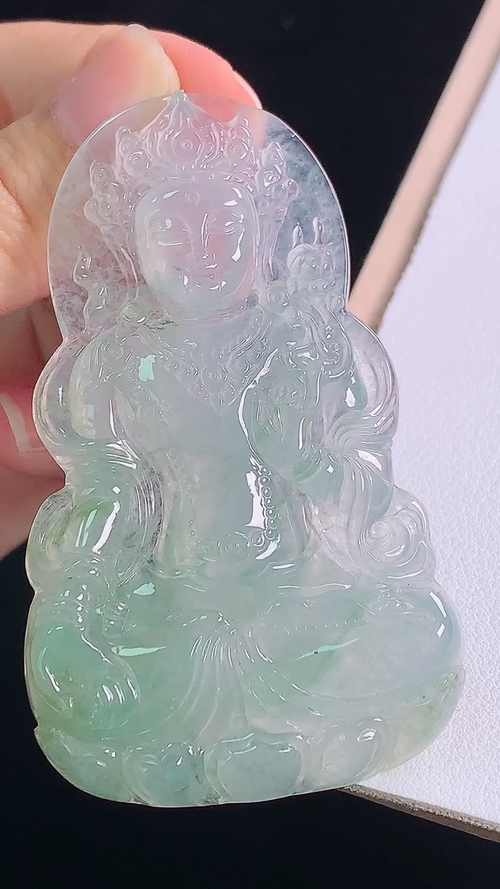 冰种度母，无裂，尺寸:69.3-42.1-6.3mm
