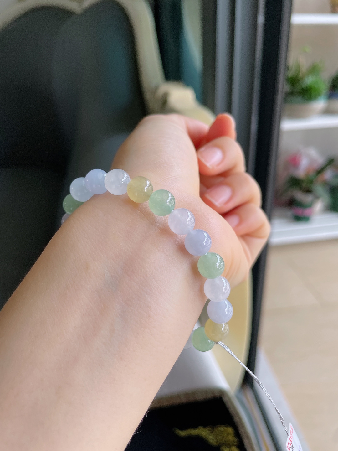 ️，缅甸天然翡翠A货，冰多宝手串，尺寸：8mm。【编4298】