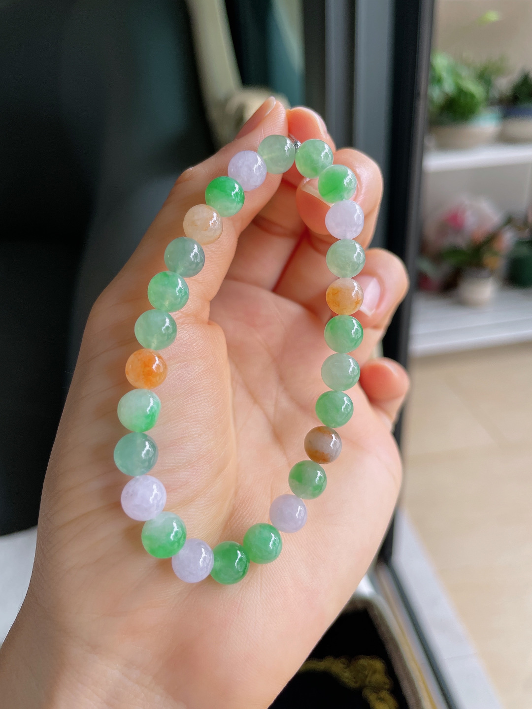 ️，缅甸天然翡翠A货，冰多宝马卡龙手串，尺寸：7mm。【编4319】