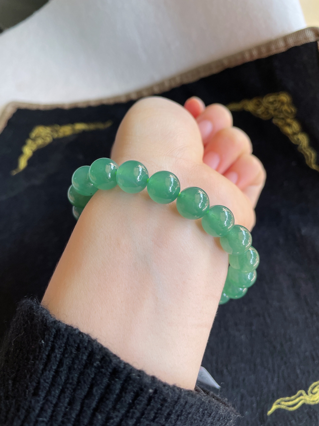 ️，天然翡翠A货，冰蓝水手链，尺寸：9.8mm。【编3687】