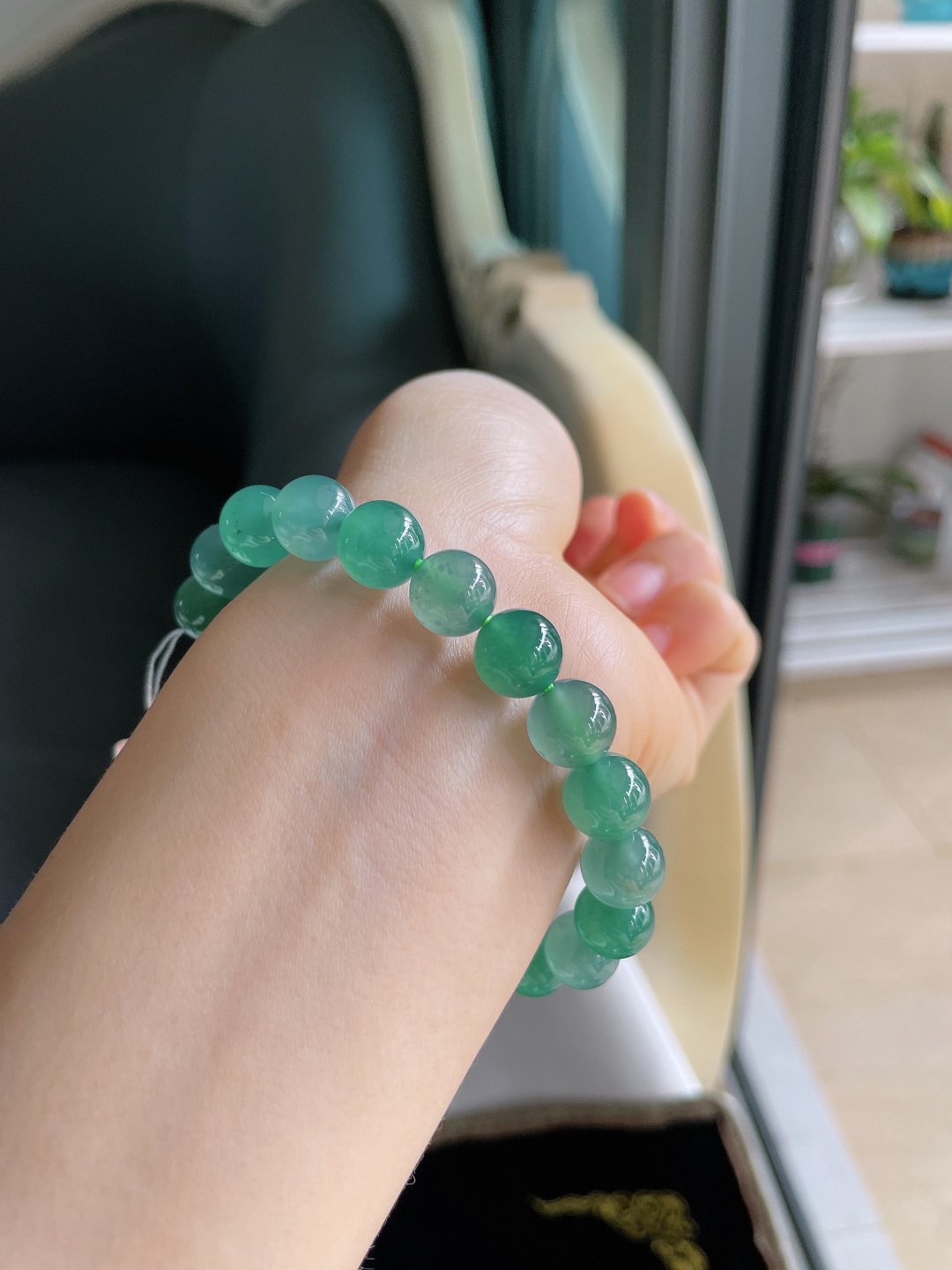 ️，天然翡翠A货，冰蓝水双彩手串，尺寸：10mm。【编3861】