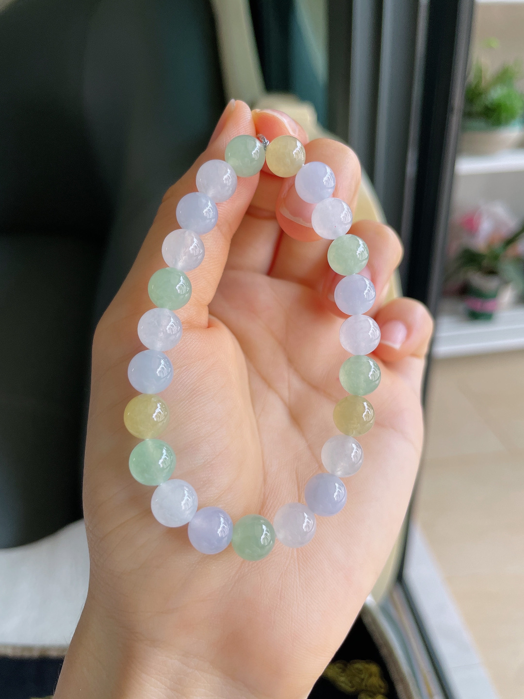 ️，缅甸天然翡翠A货，冰多宝手串，尺寸：8mm。【编4298】