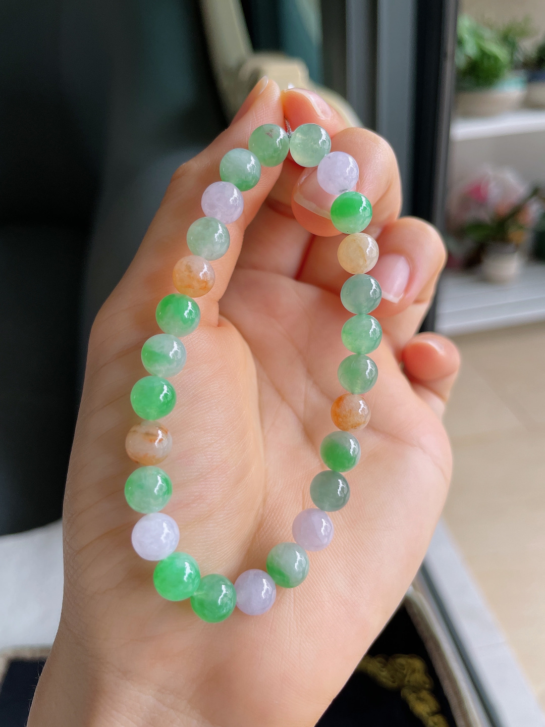 ️，缅甸天然翡翠A货，冰多宝马卡龙手串，尺寸：7mm。【编4319】