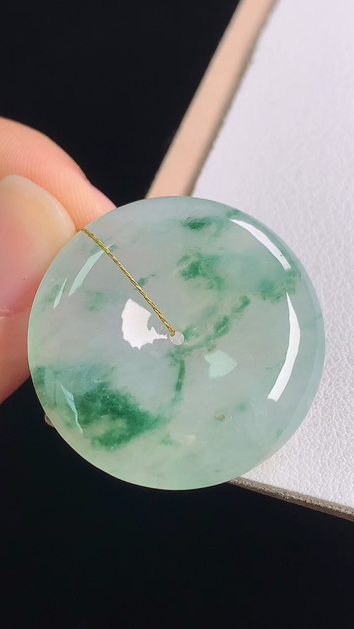 冰飘花平安扣，无裂，尺寸:29.4-5.5mm 18