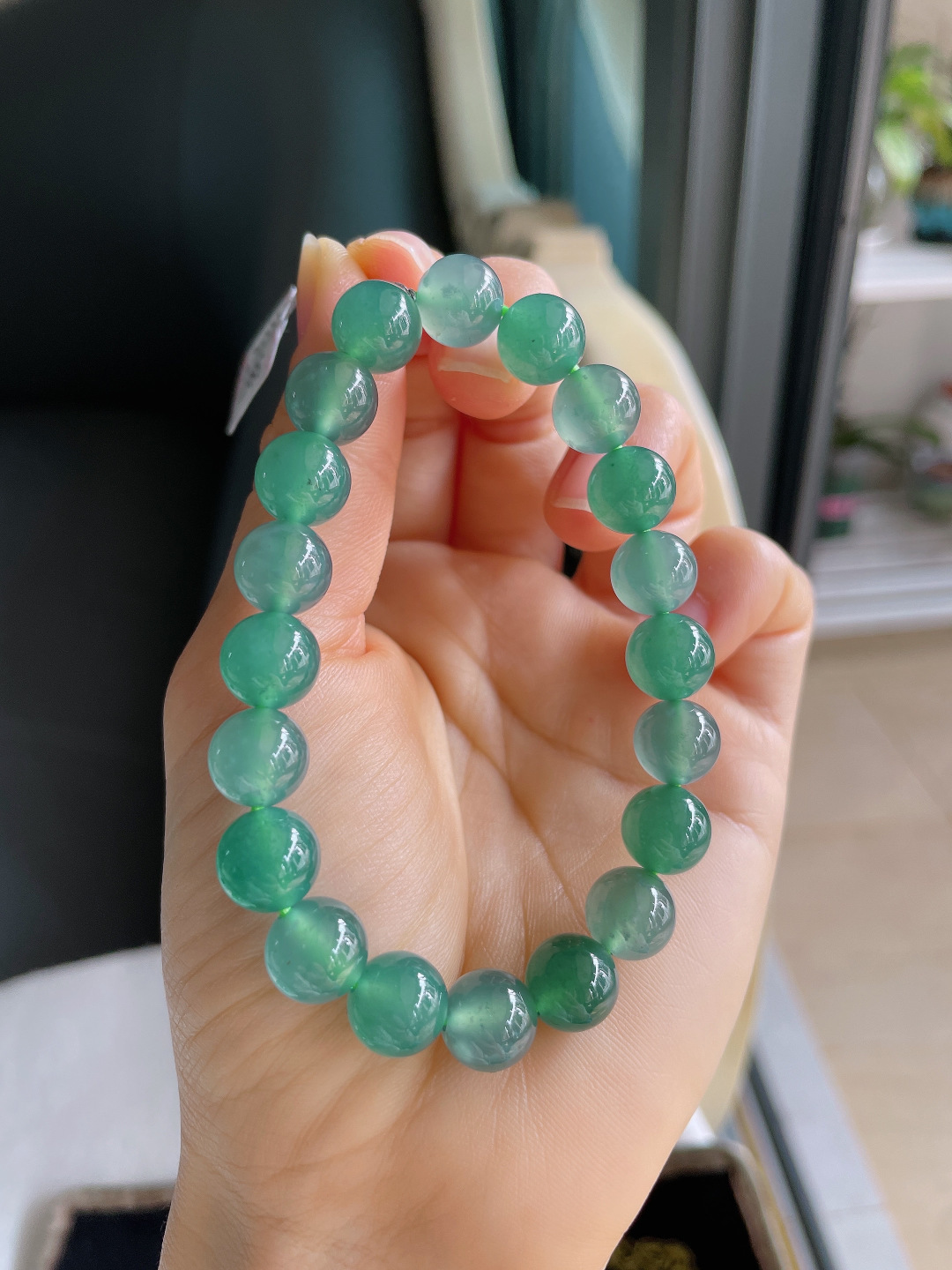 ️，天然翡翠A货，冰蓝水双彩手串，尺寸：10mm。【编3861】
