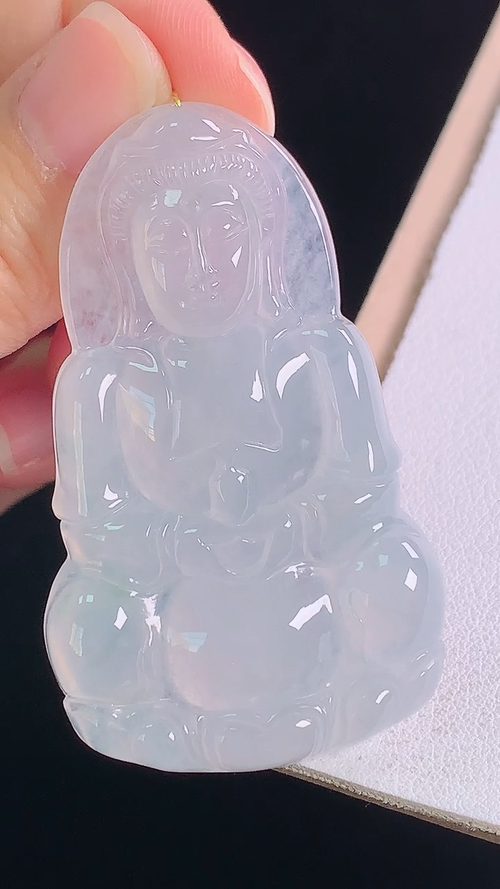 冰种观音，无裂，尺寸:55.0-33.1-6.1mm 18